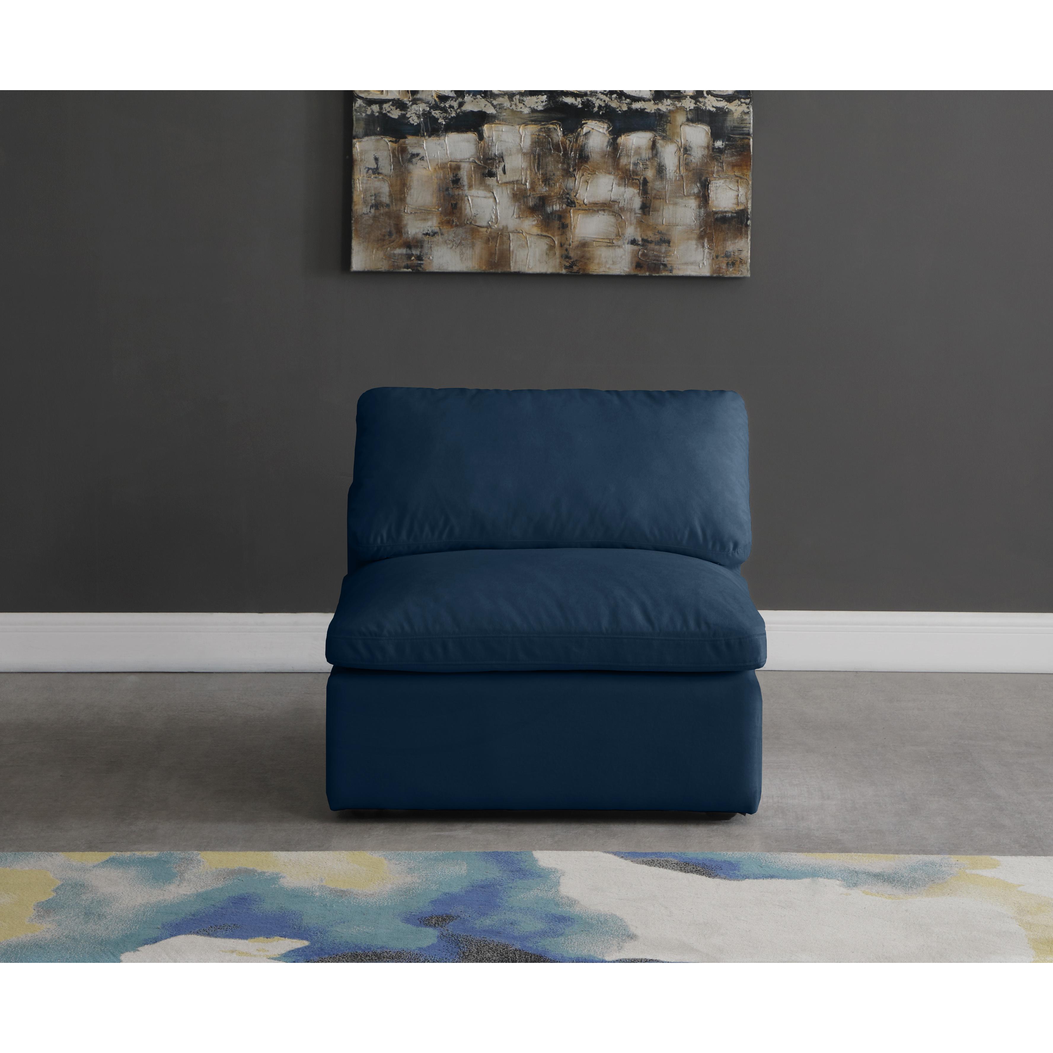Meridian Plush Navy Velvet Standard Comfort Modular Armless Chair
