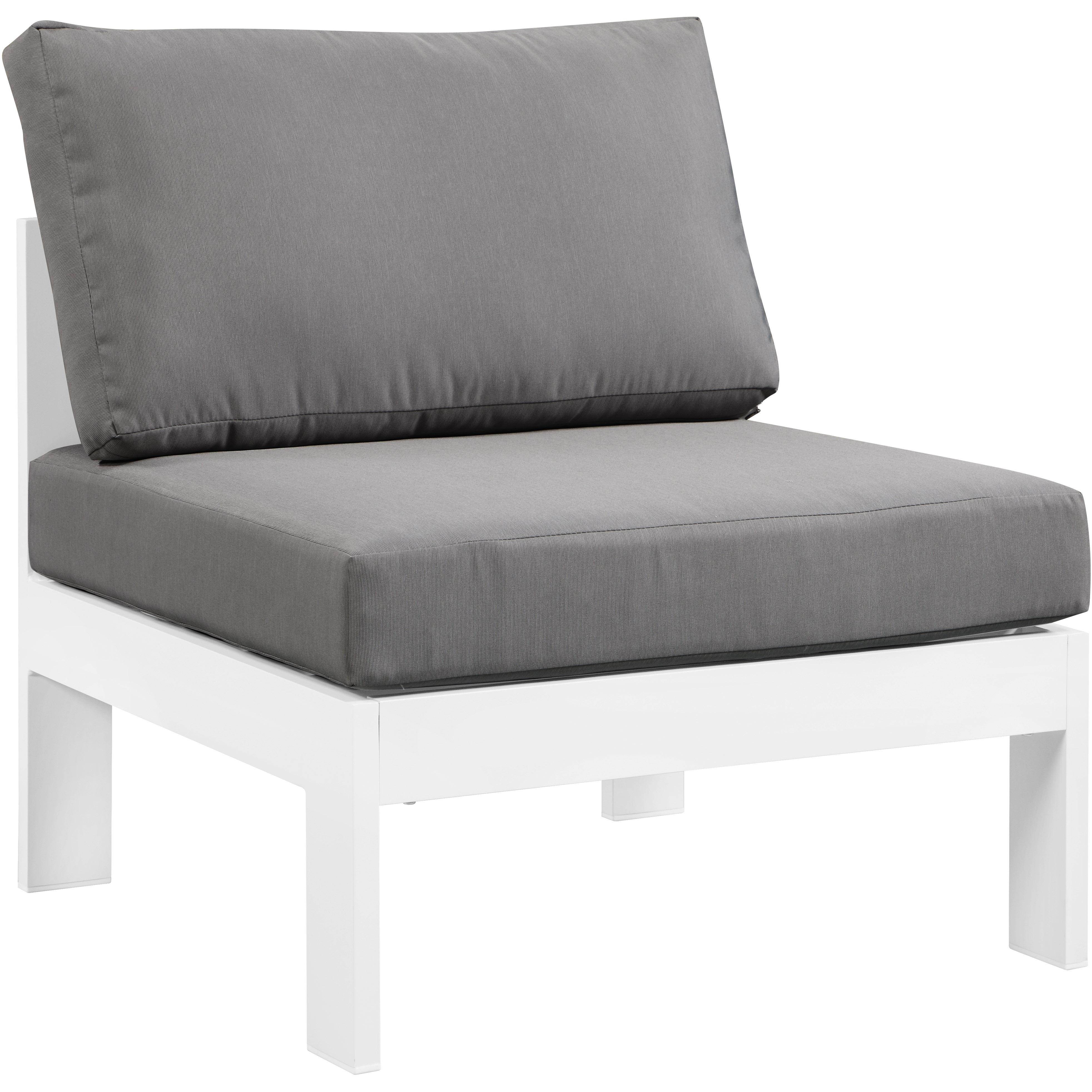 Meridian Nizuc Grey Water Resistant Fabric Outdoor Patio Aluminum Armless Chair