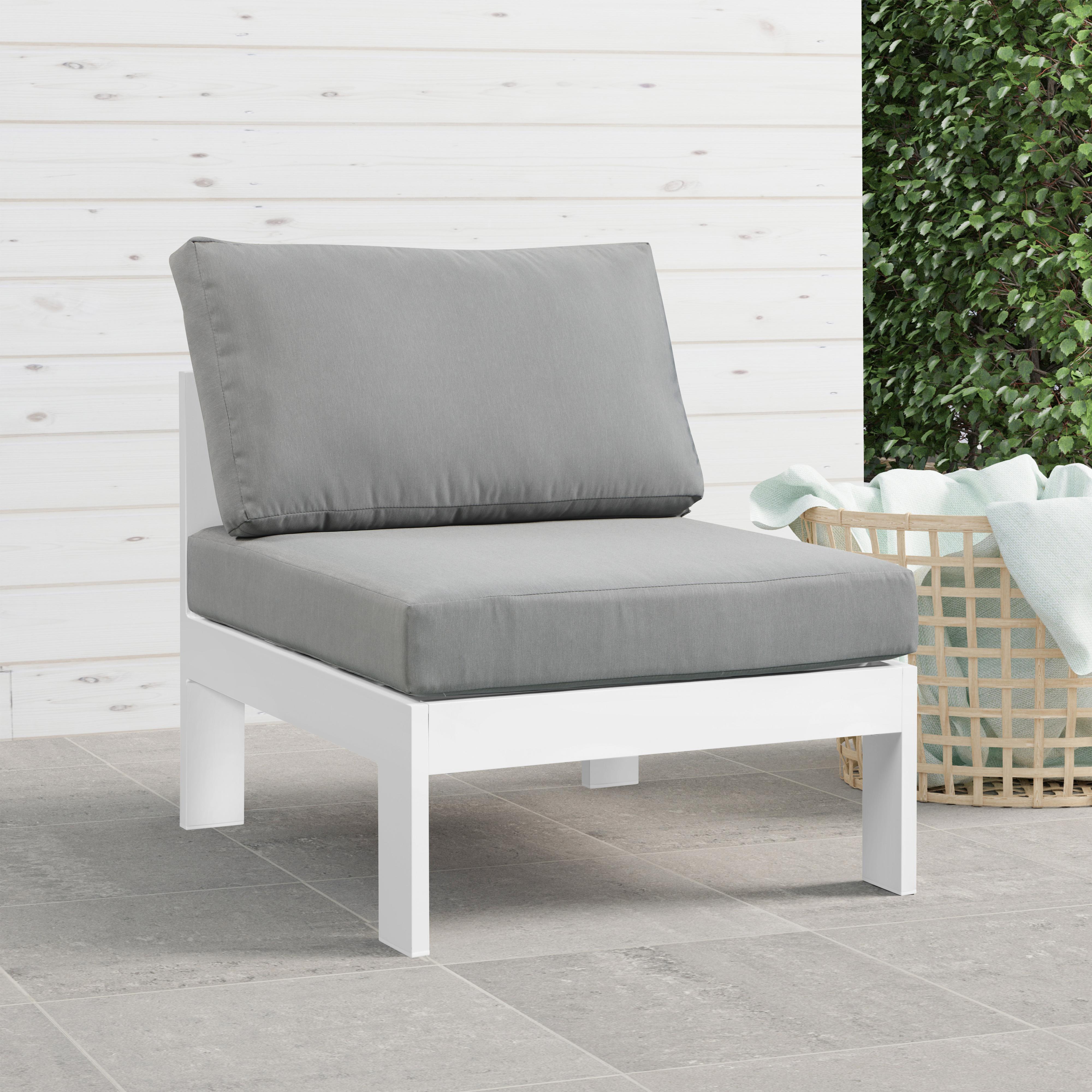 Meridian Nizuc Grey Water Resistant Fabric Outdoor Patio Aluminum Armless Chair