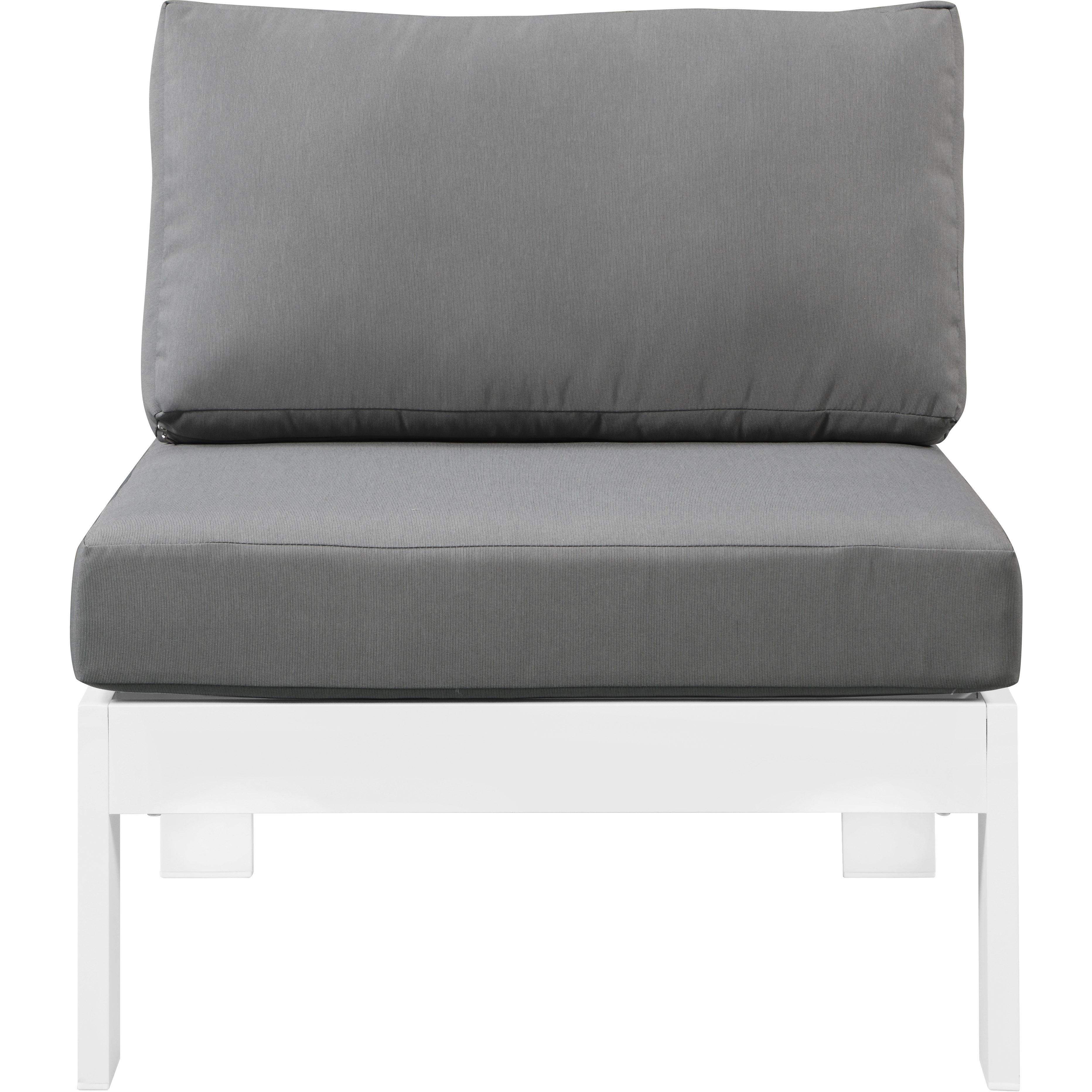 Meridian Nizuc Grey Water Resistant Fabric Outdoor Patio Aluminum Armless Chair