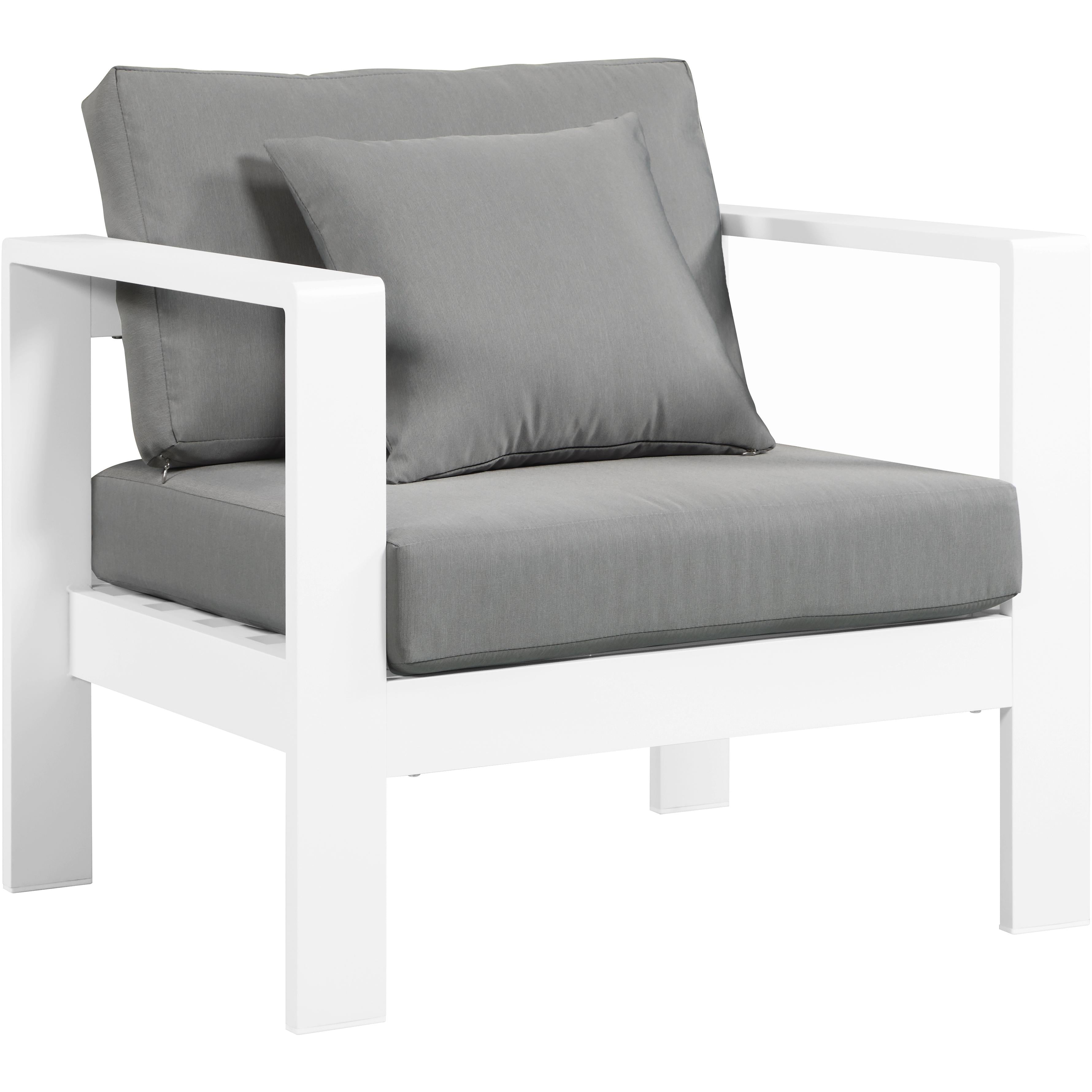 Meridian Nizuc Grey Water Resistant Fabric Outdoor Patio Aluminum Arm Chair