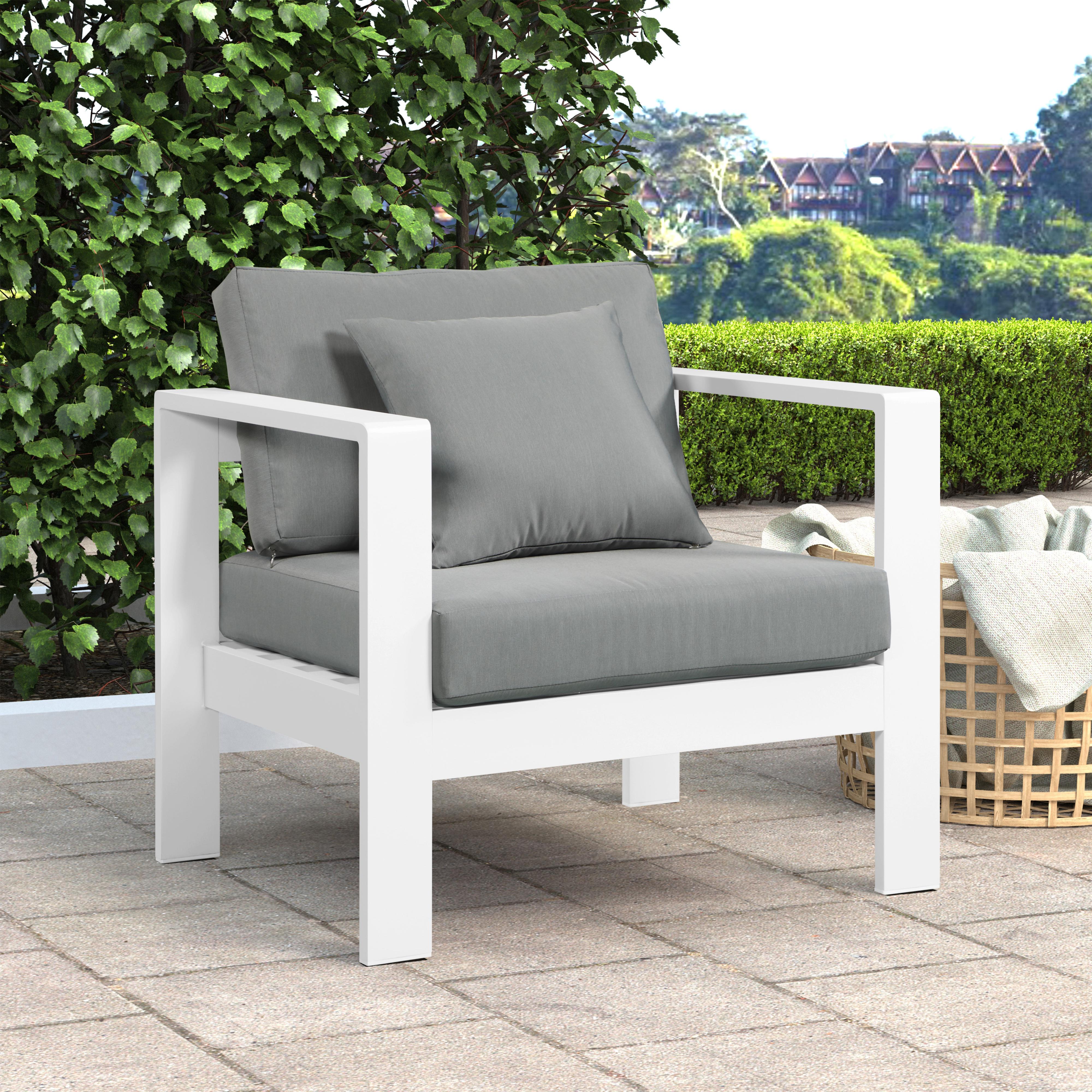 Meridian Nizuc Grey Water Resistant Fabric Outdoor Patio Aluminum Arm Chair