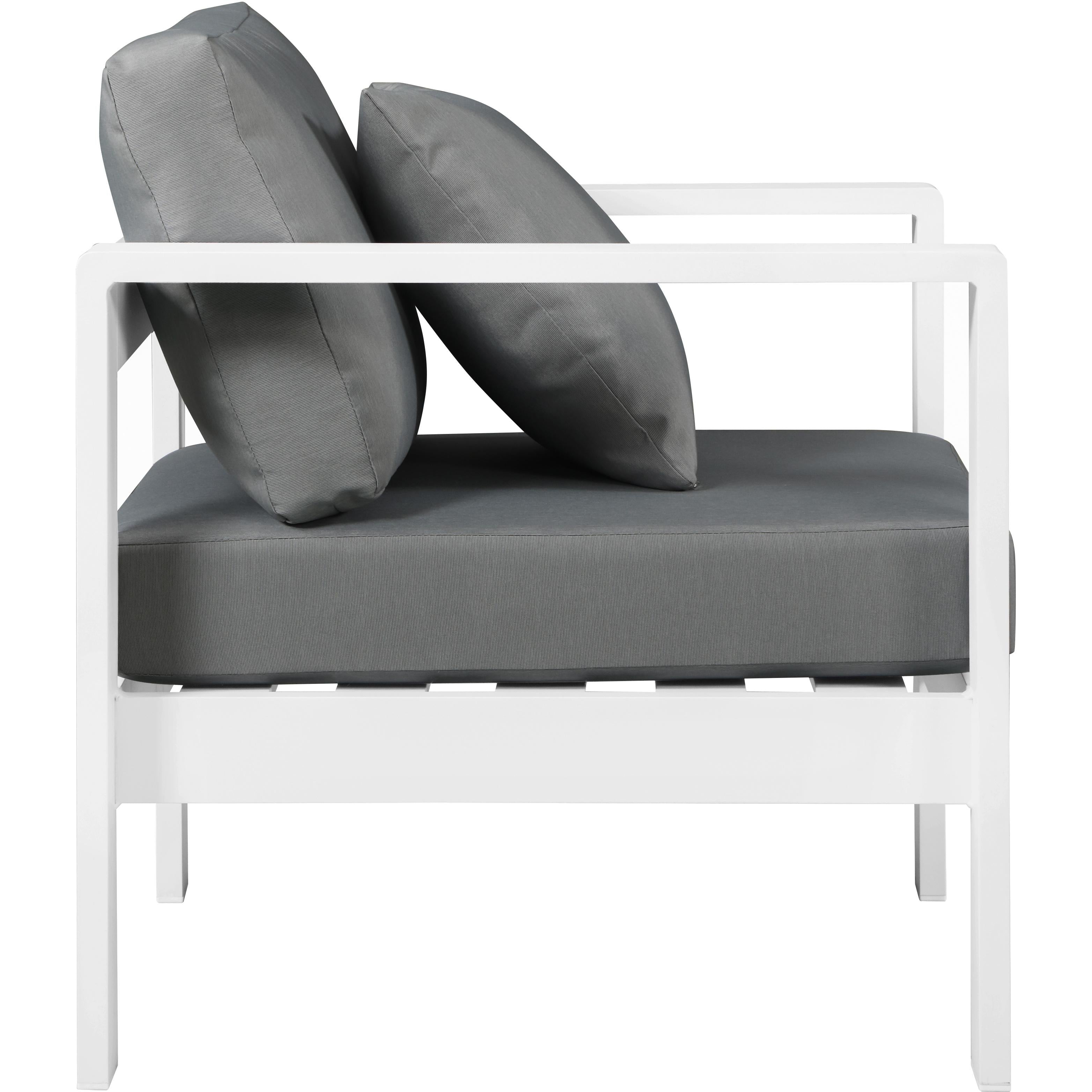 Meridian Nizuc Grey Water Resistant Fabric Outdoor Patio Aluminum Arm Chair