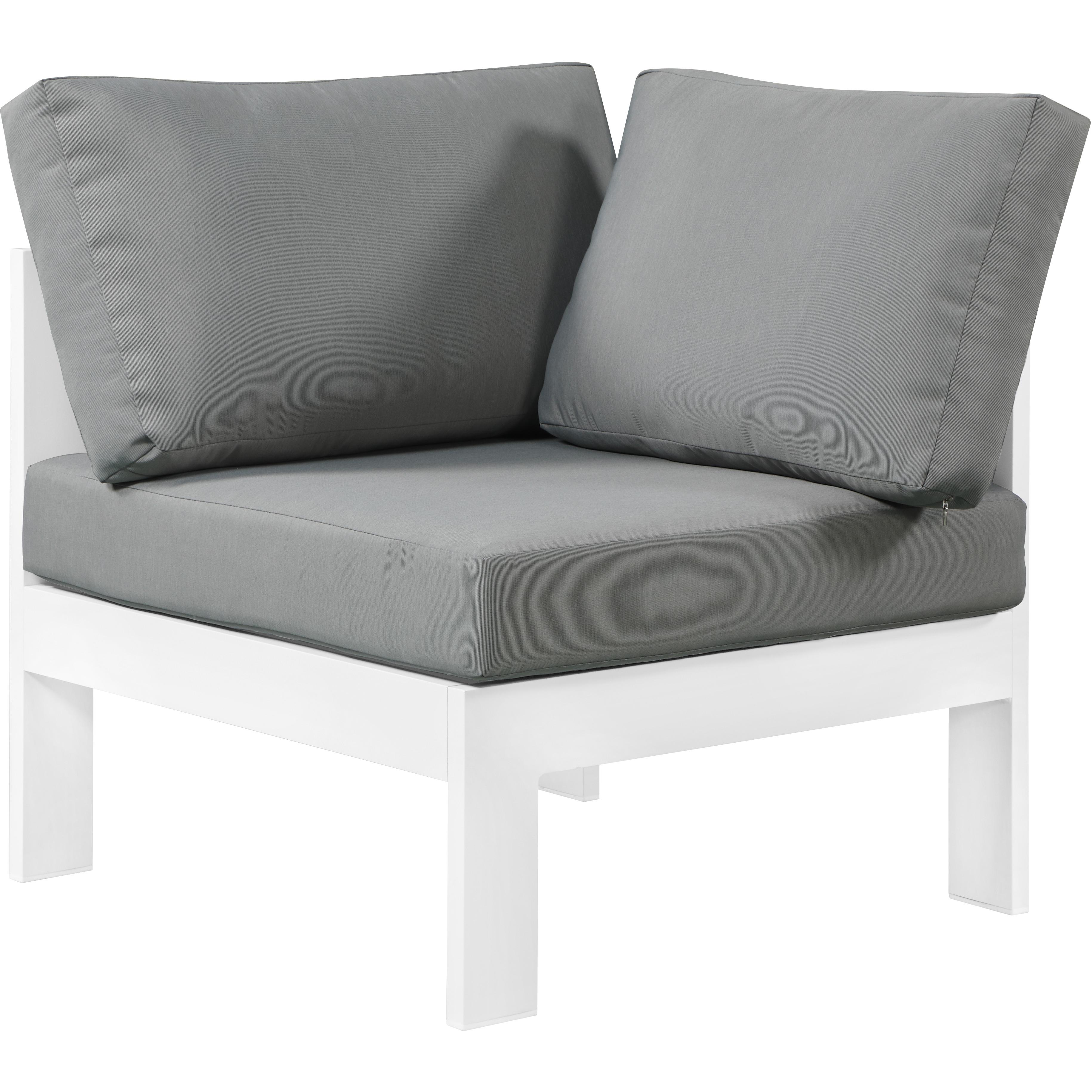 Meridian Nizuc Grey Water Resistant Fabric Outdoor Patio Aluminum Corner Chair