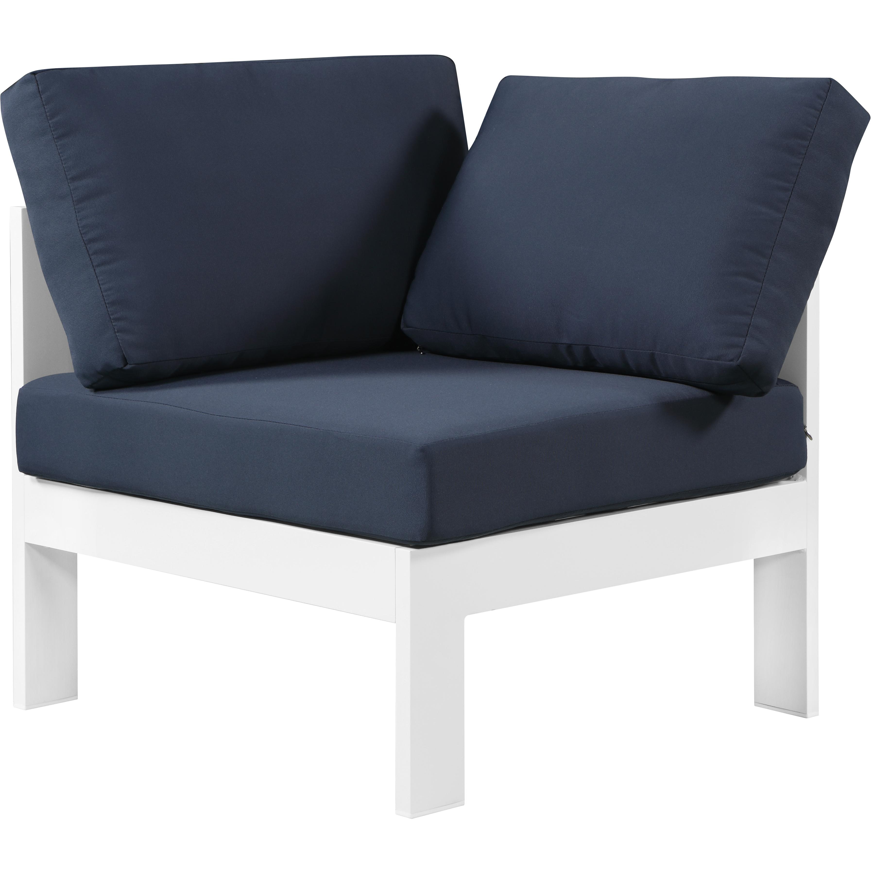 Meridian Nizuc Navy Water Resistant Fabric Outdoor Patio Aluminum Corner Chair
