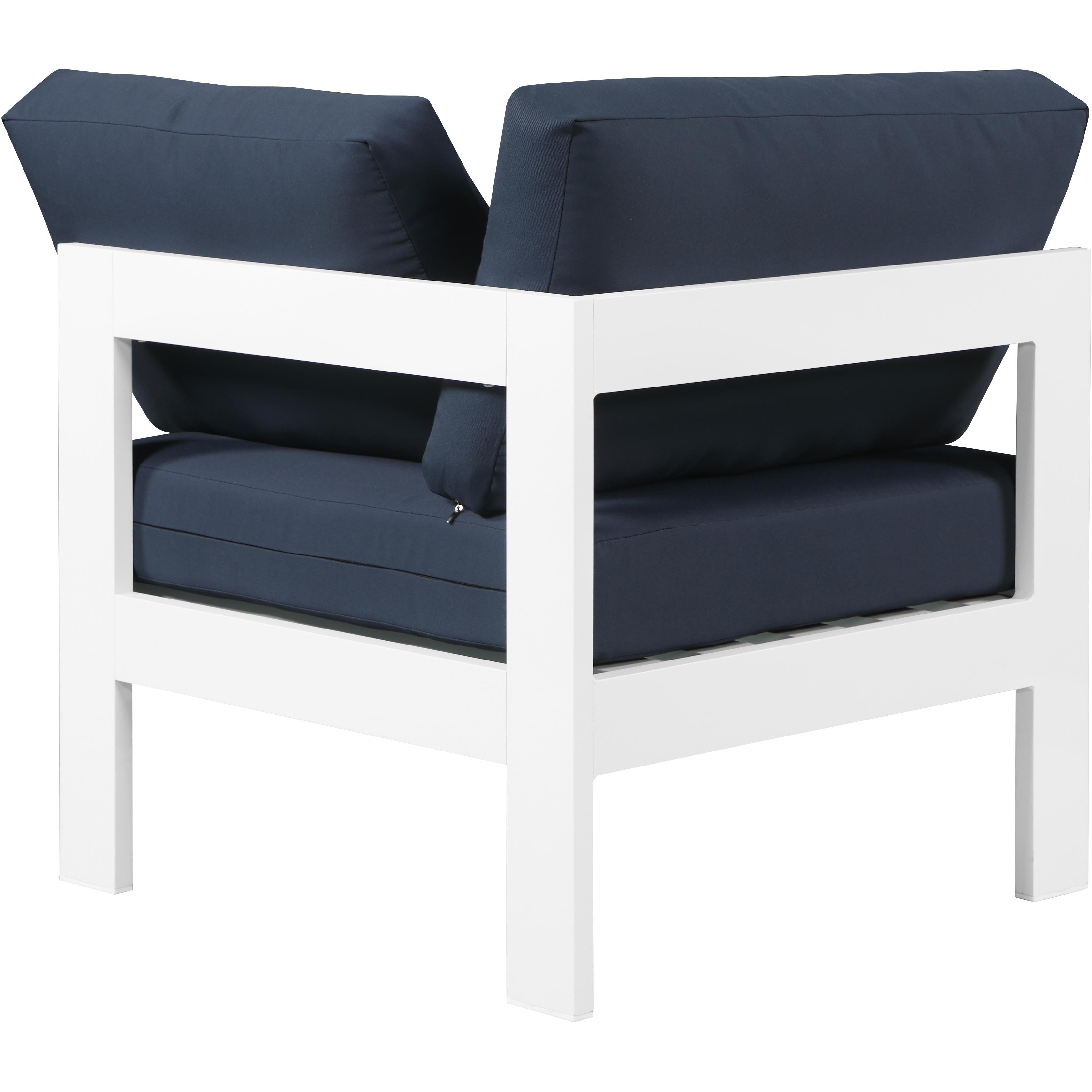 Meridian Nizuc Navy Water Resistant Fabric Outdoor Patio Aluminum Corner Chair