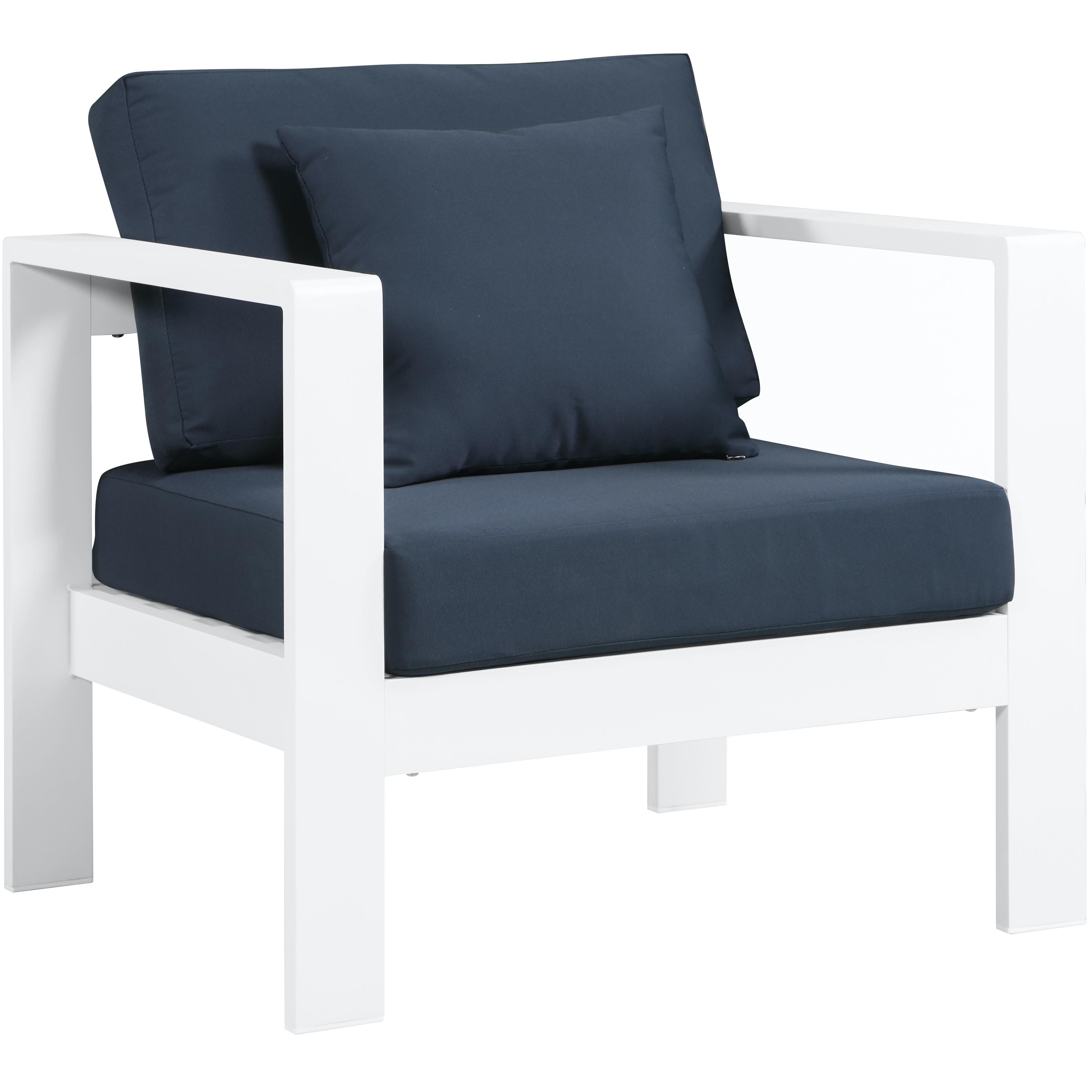 Meridian Nizuc Navy Water Resistant Fabric Outdoor Patio Aluminum Arm Chair