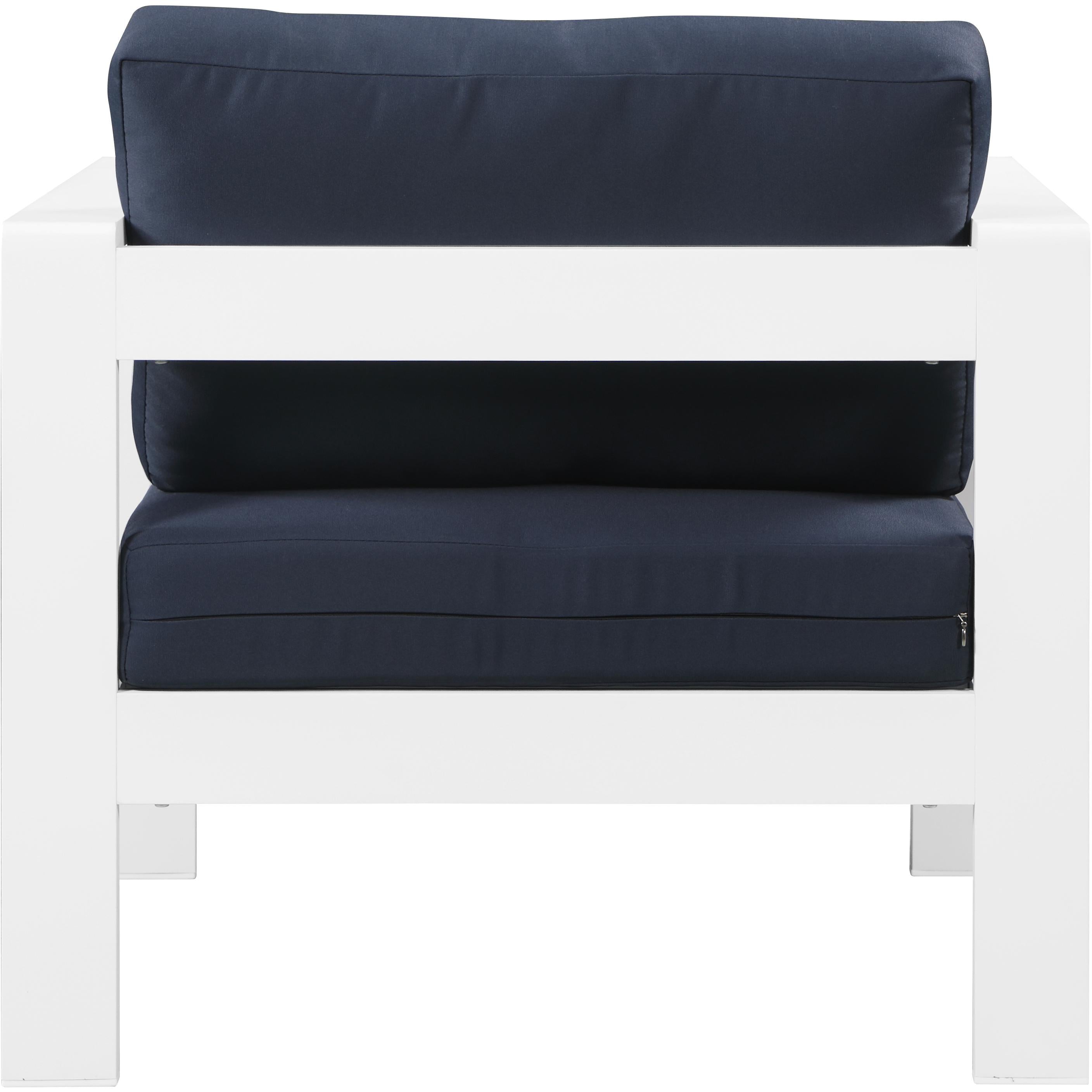 Meridian Nizuc Navy Water Resistant Fabric Outdoor Patio Aluminum Arm Chair