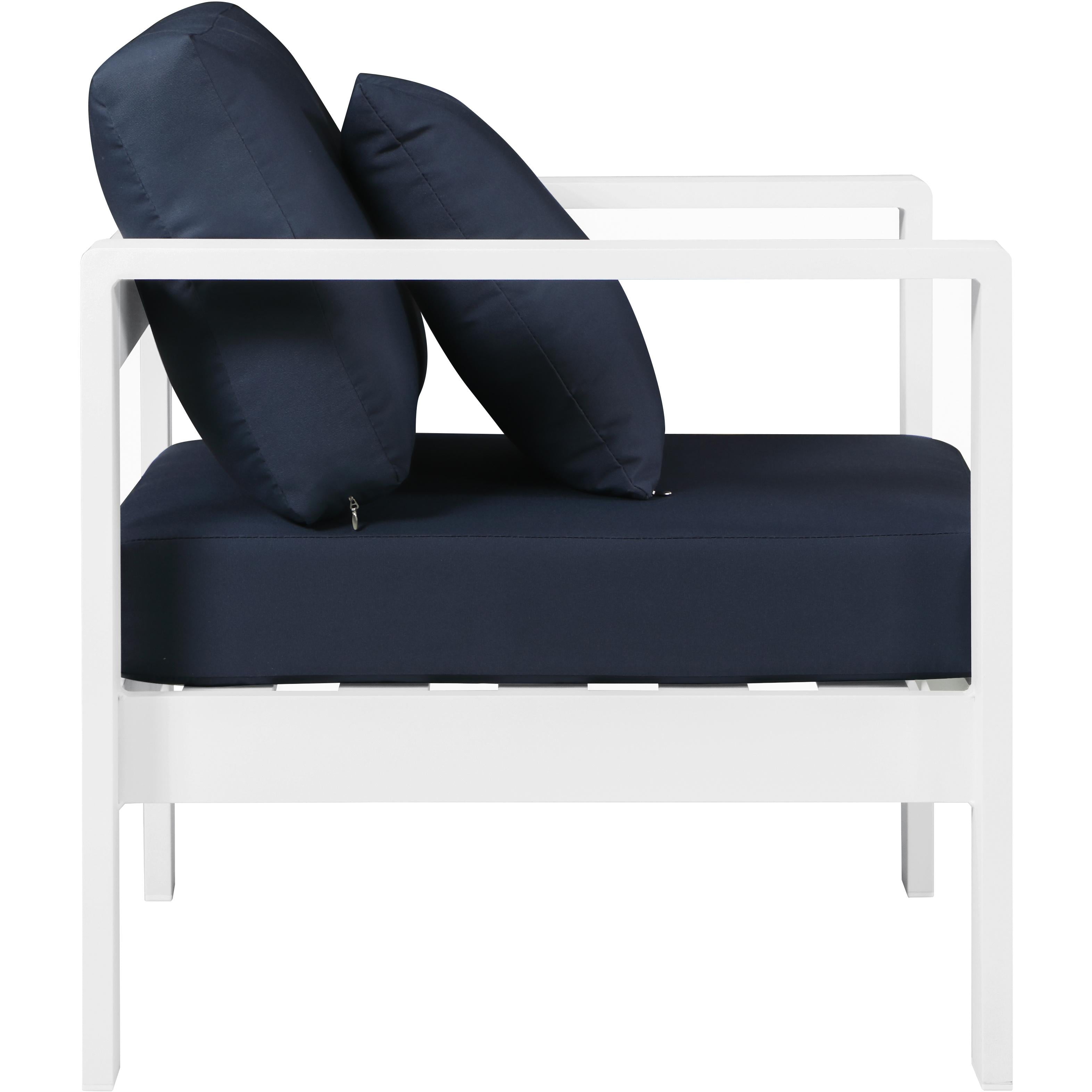 Meridian Nizuc Navy Water Resistant Fabric Outdoor Patio Aluminum Arm Chair