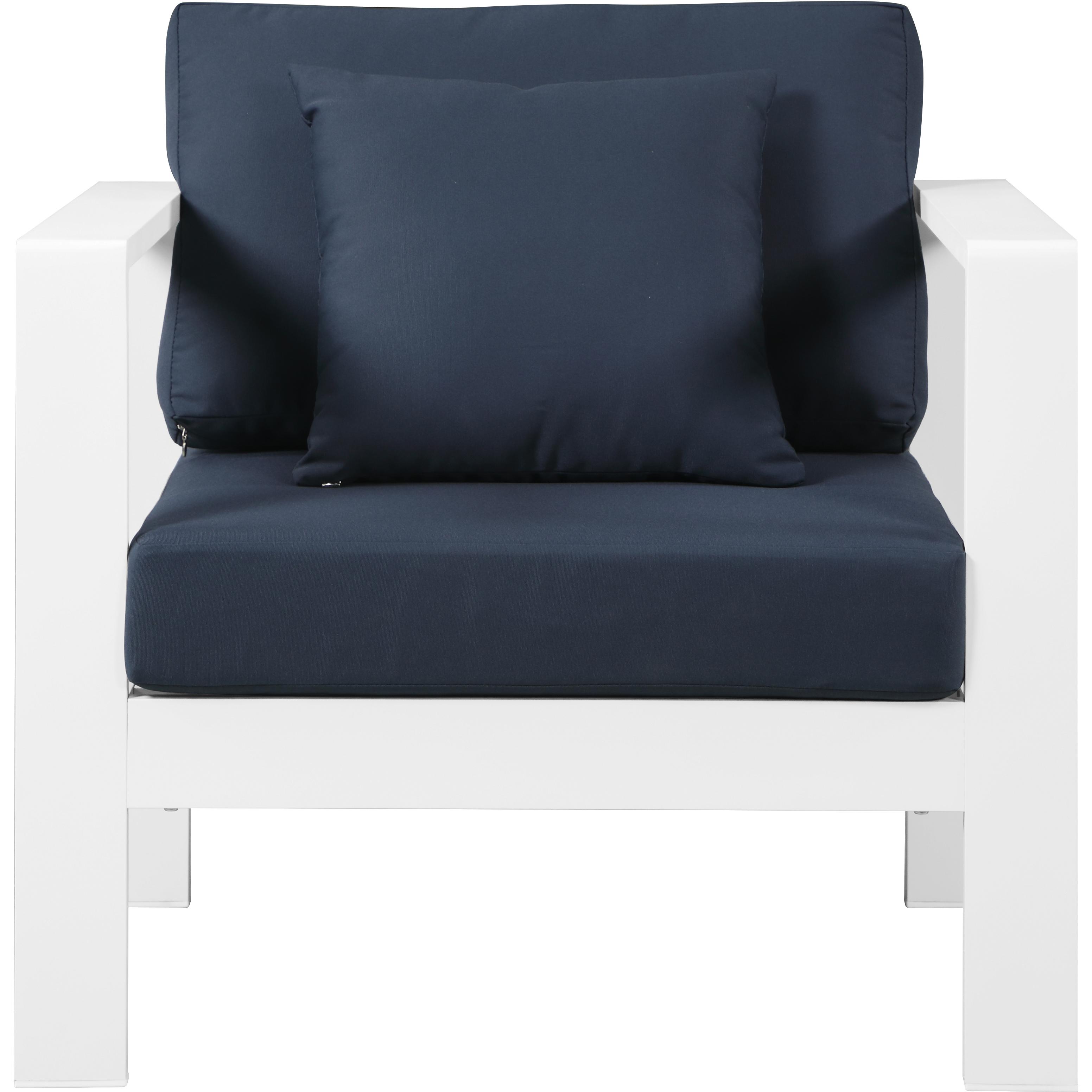 Meridian Nizuc Navy Water Resistant Fabric Outdoor Patio Aluminum Arm Chair
