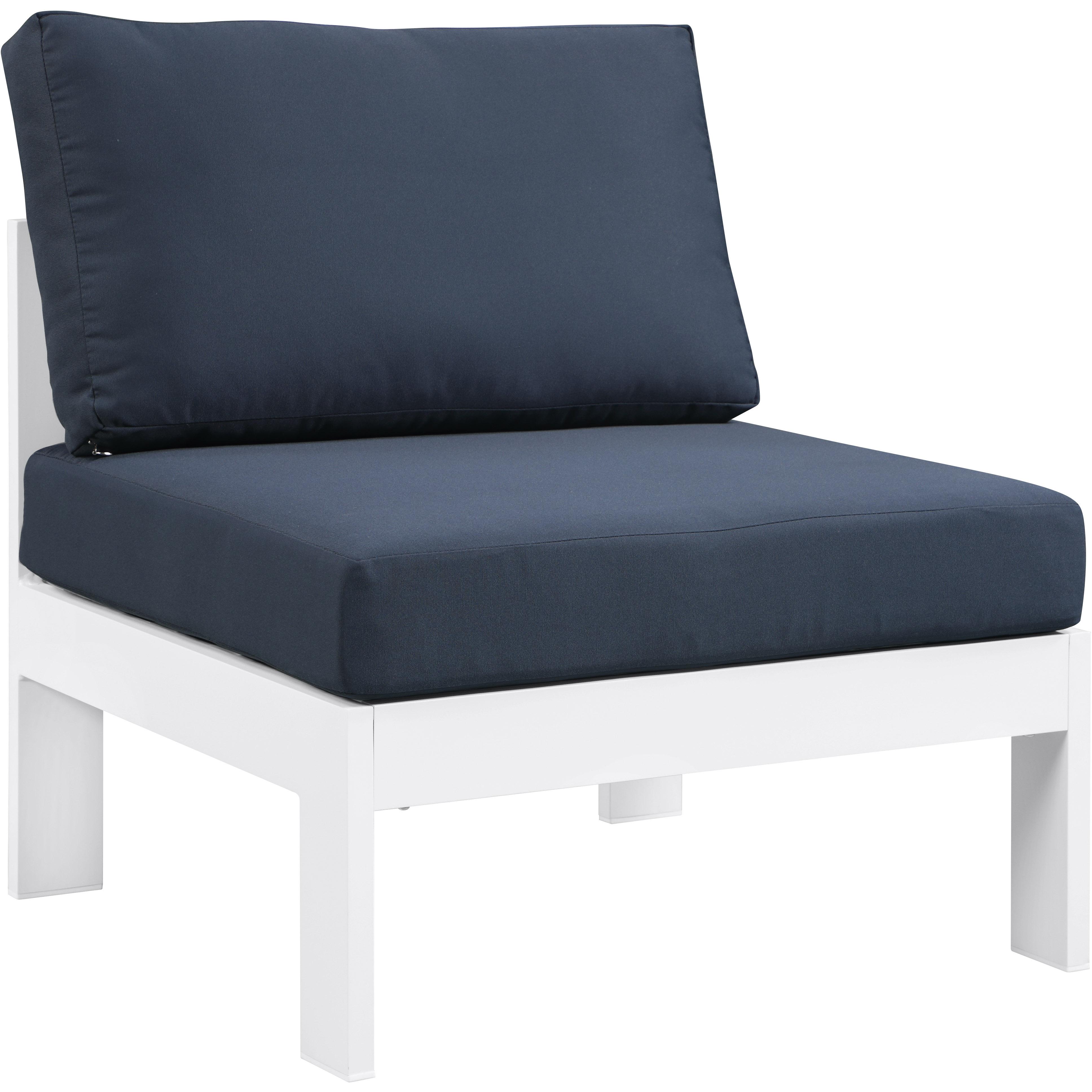 Meridian Nizuc Navy Water Resistant Fabric Outdoor Patio Aluminum Armless Chair