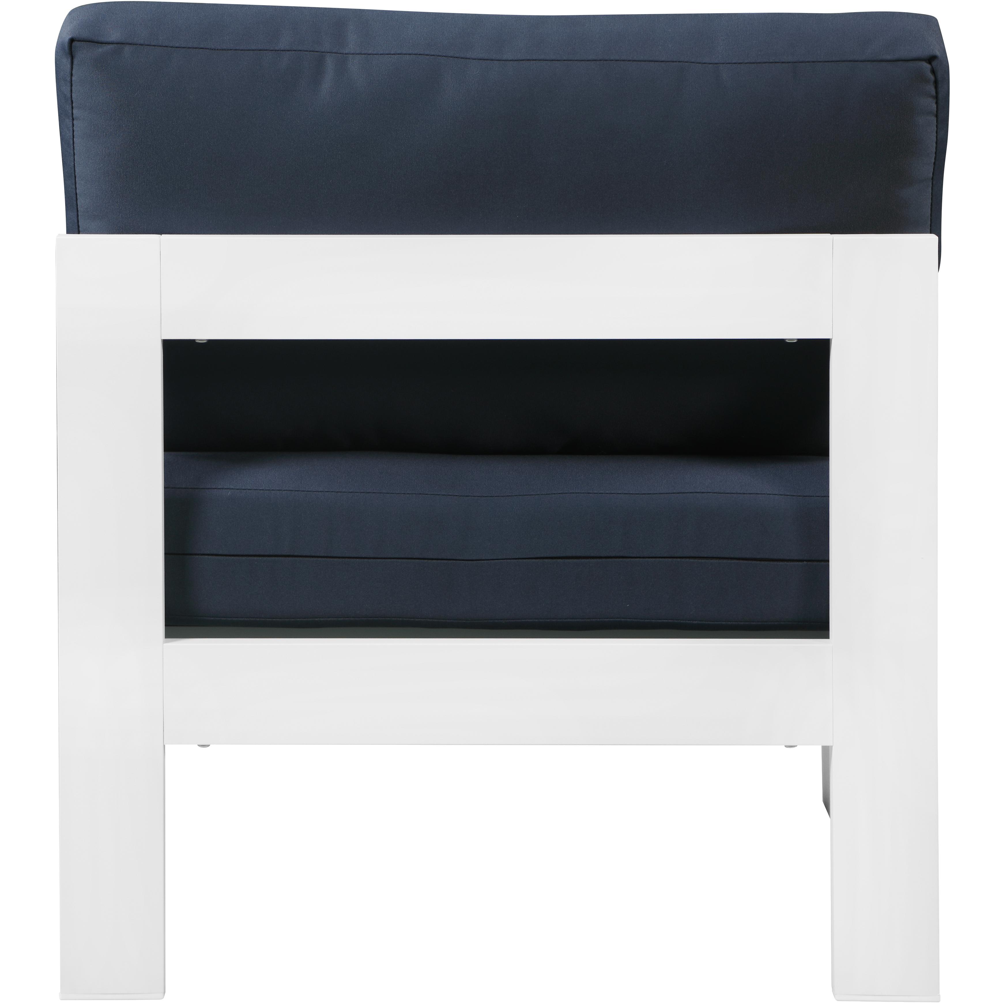 Meridian Nizuc Navy Water Resistant Fabric Outdoor Patio Aluminum Armless Chair
