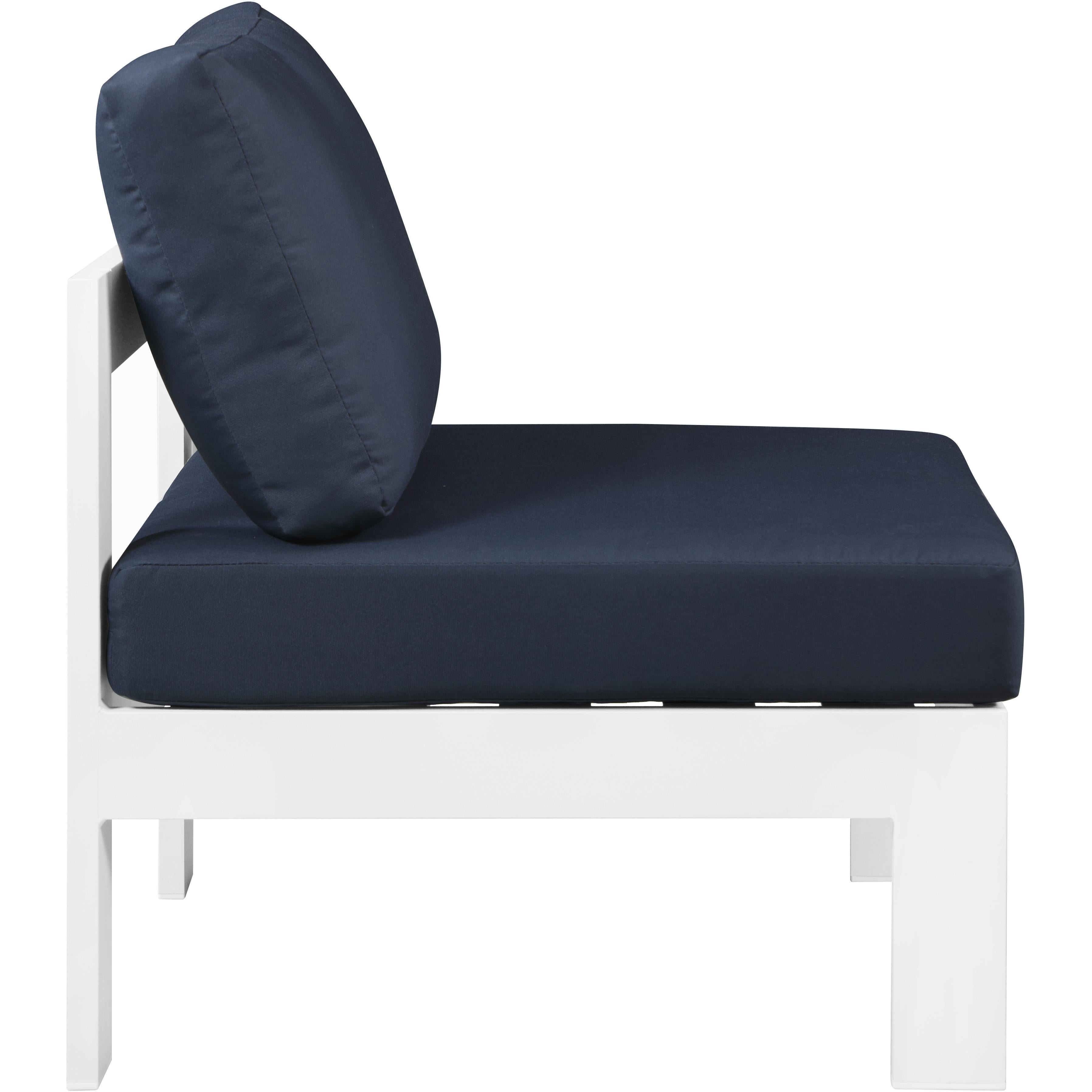 Meridian Nizuc Navy Water Resistant Fabric Outdoor Patio Aluminum Armless Chair