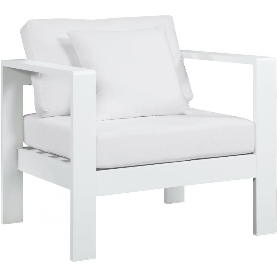 Meridian Nizuc White Water Resistant Fabric Outdoor Patio Aluminum Arm Chair