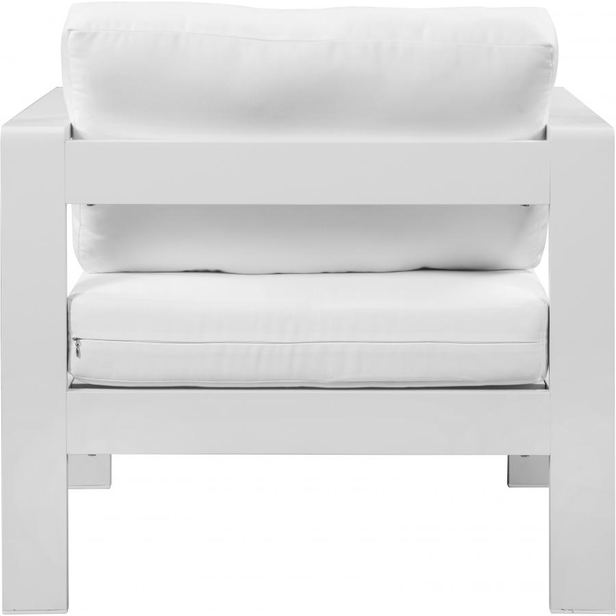 Meridian Nizuc White Water Resistant Fabric Outdoor Patio Aluminum Arm Chair