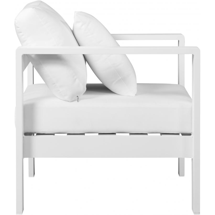 Meridian Nizuc White Water Resistant Fabric Outdoor Patio Aluminum Arm Chair