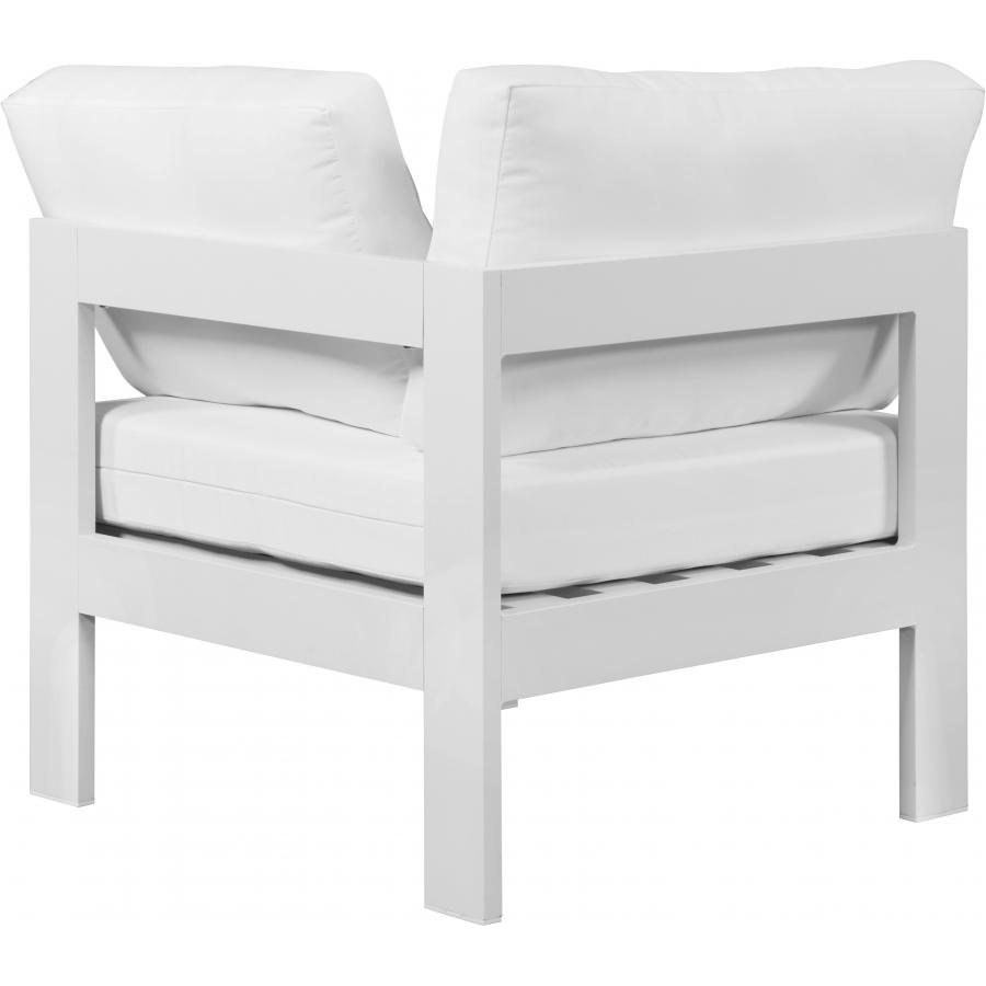 Meridian Nizuc White Water Resistant Fabric Outdoor Patio Aluminum Corner Chair