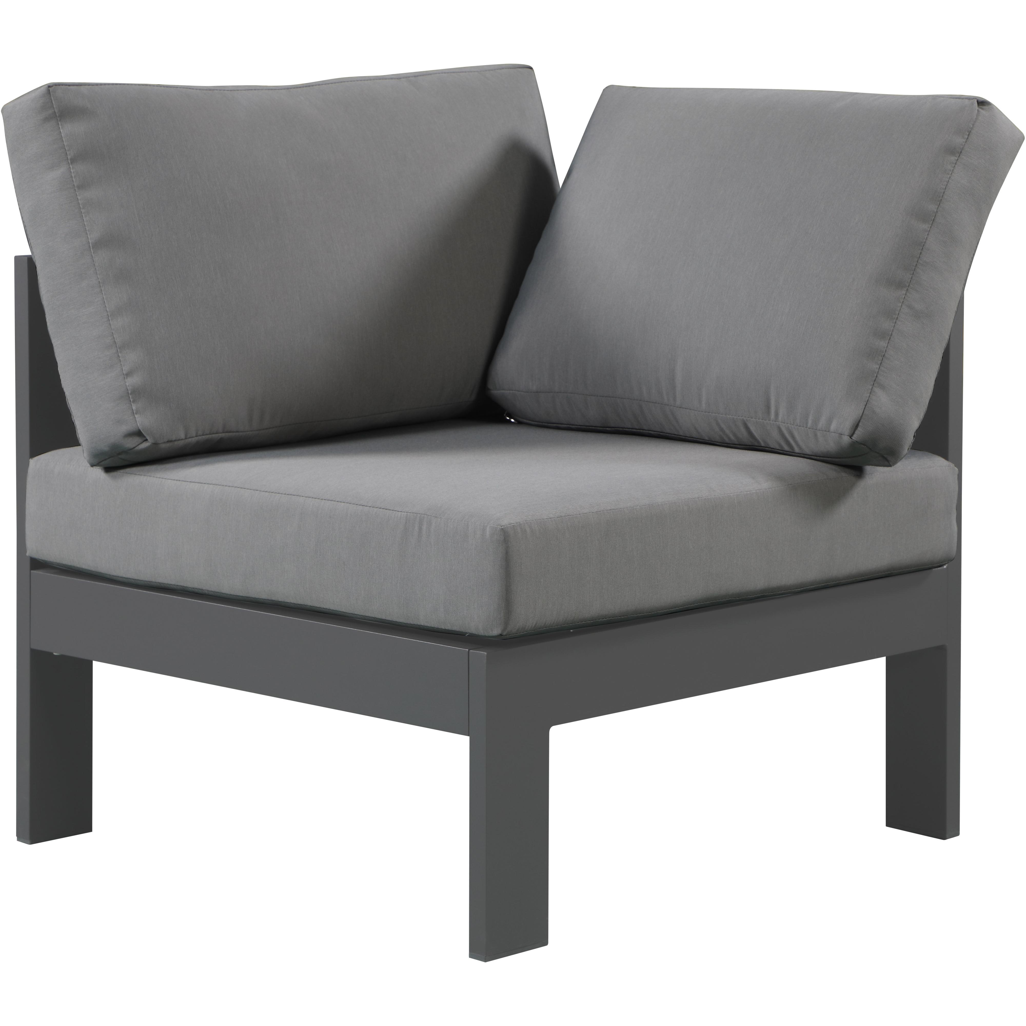 Meridian Nizuc Grey Water Resistant Fabric Outdoor Patio Aluminum Corner Chair