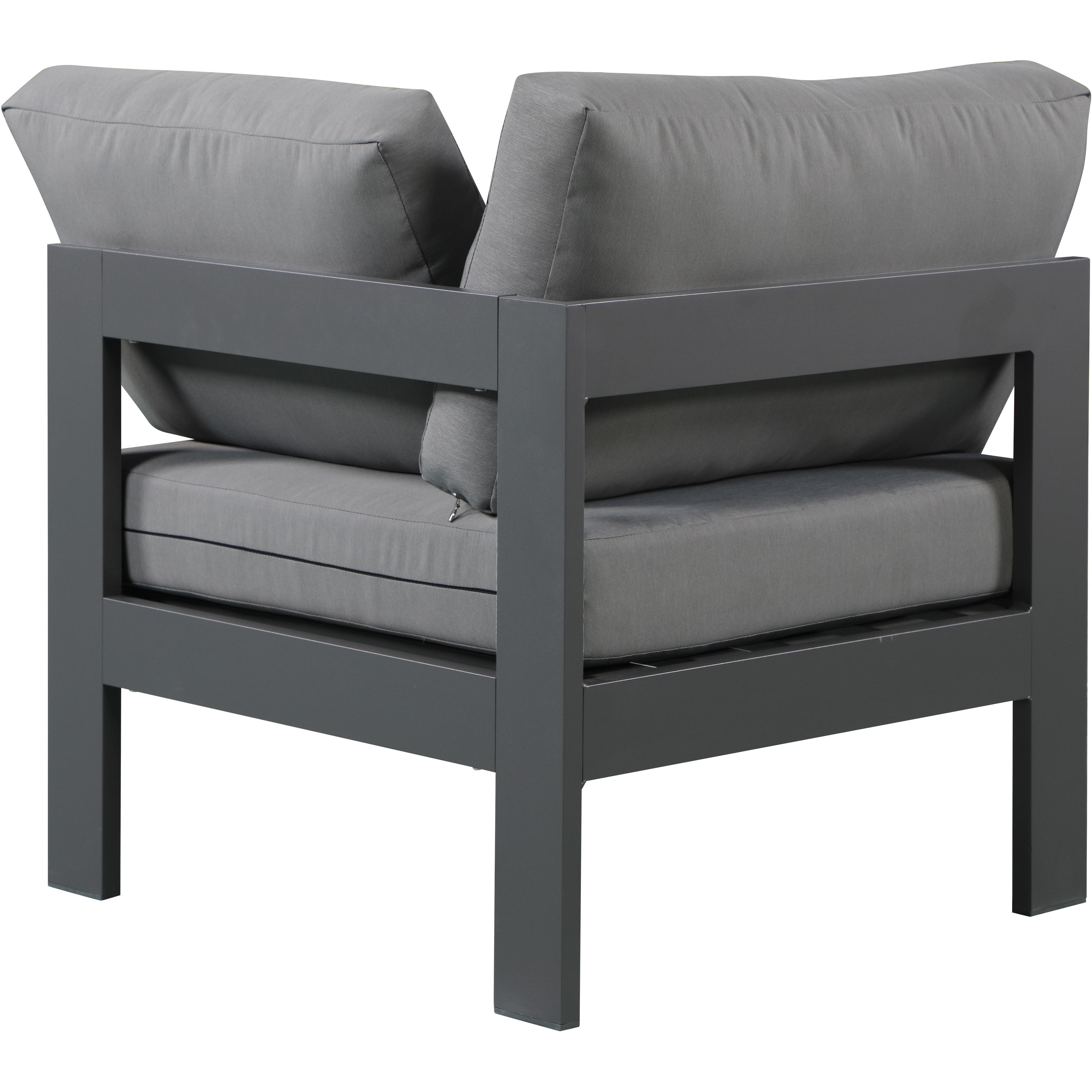 Meridian Nizuc Grey Water Resistant Fabric Outdoor Patio Aluminum Corner Chair