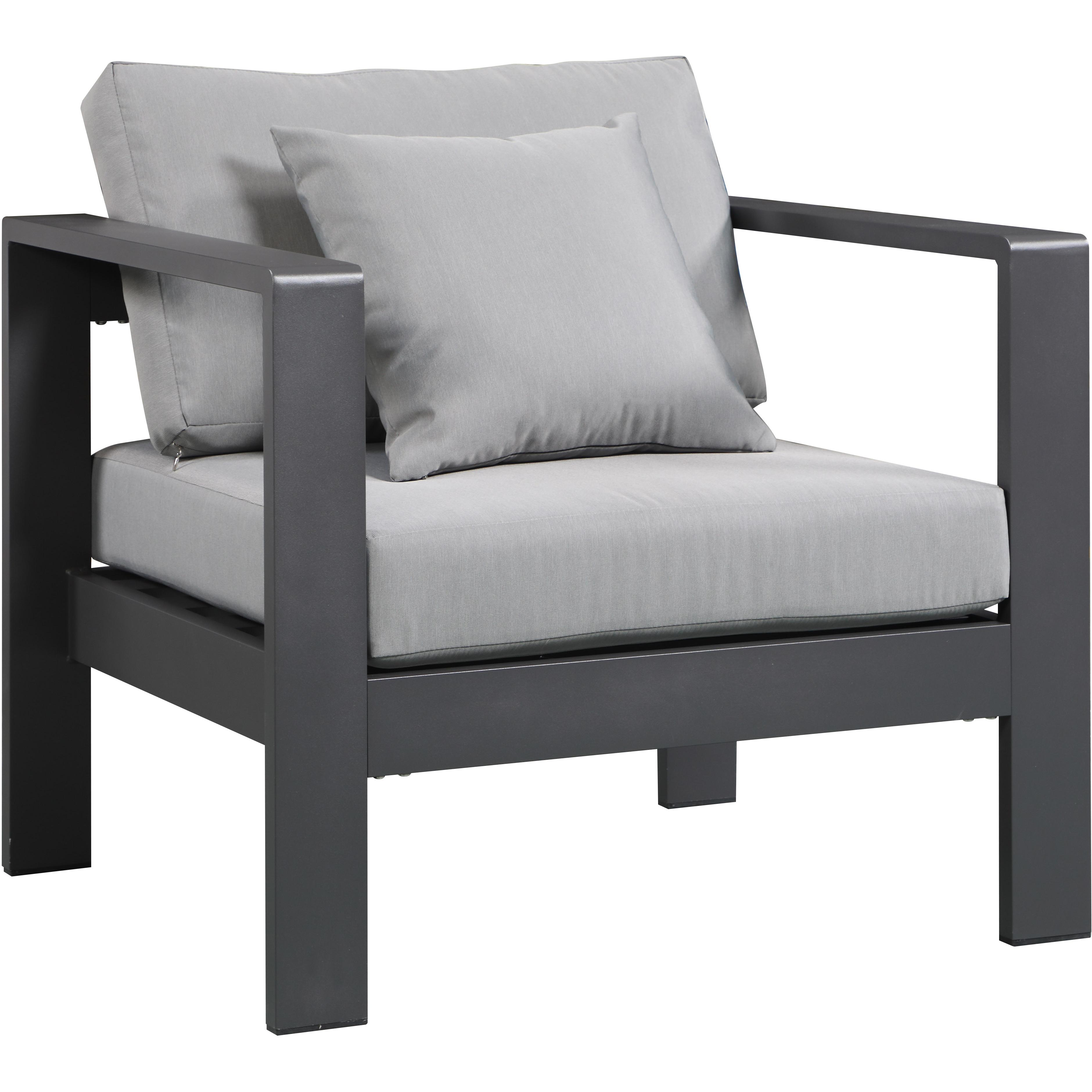 Meridian Nizuc Grey Water Resistant Fabric Outdoor Patio Aluminum Arm Chair