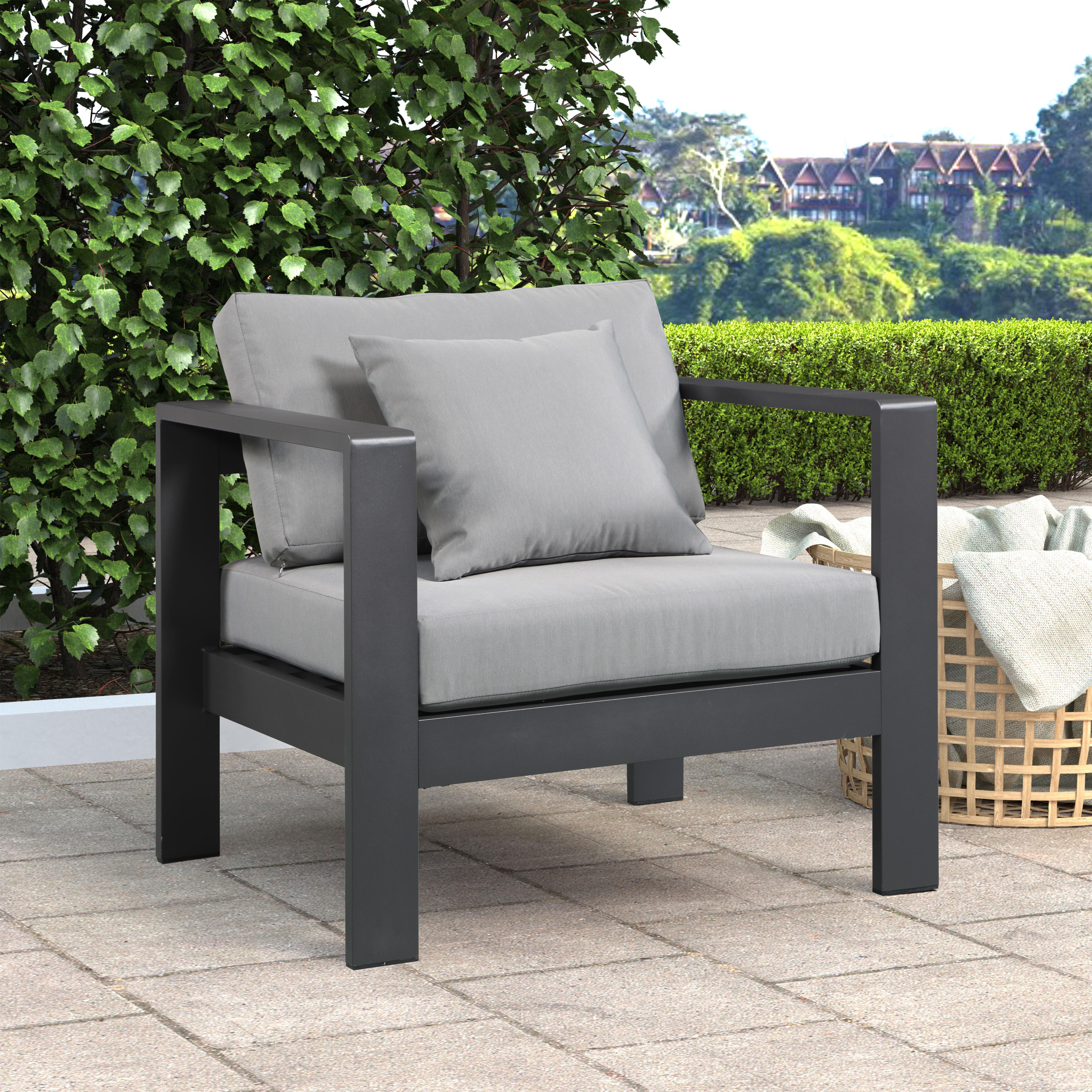 Meridian Nizuc Grey Water Resistant Fabric Outdoor Patio Aluminum Arm Chair