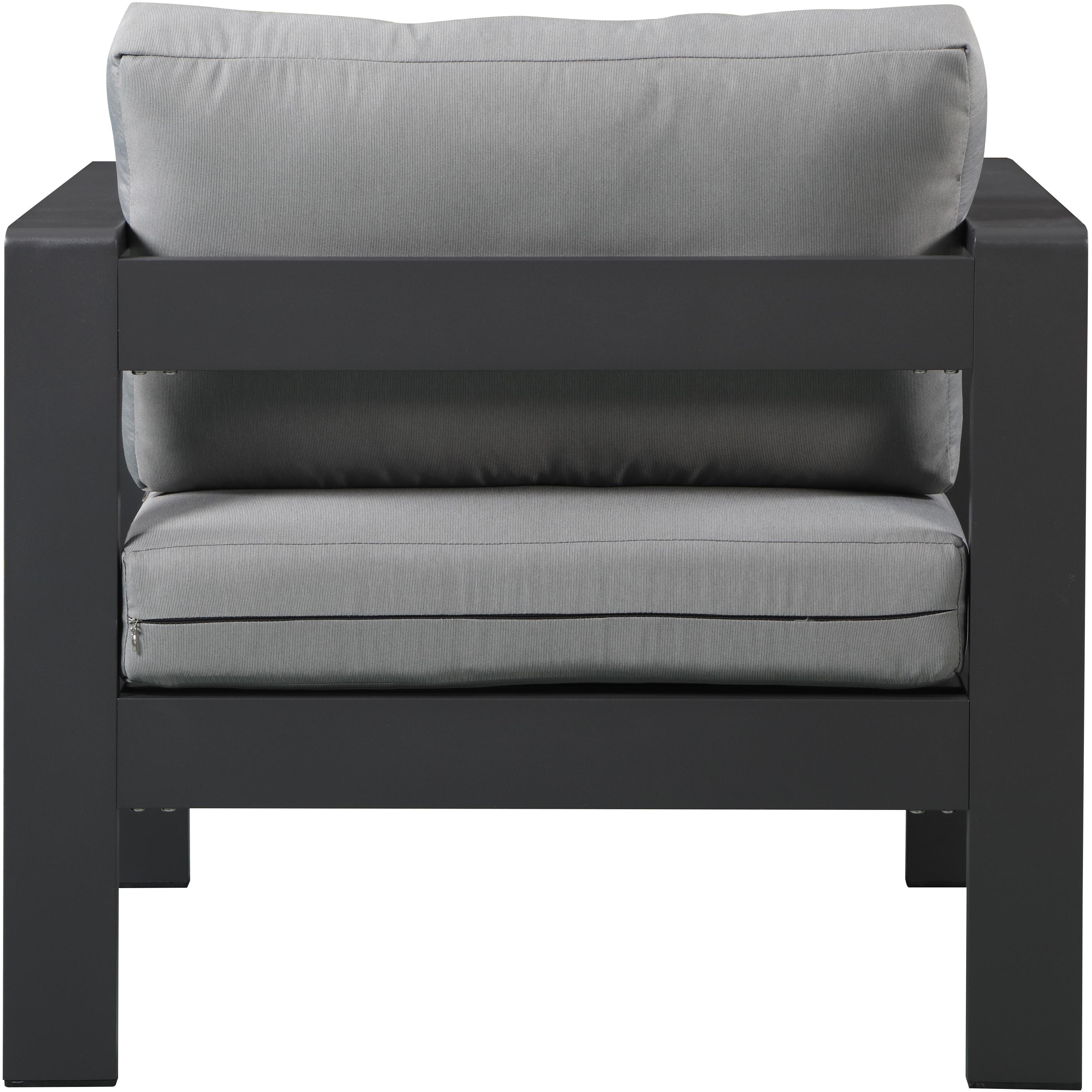 Meridian Nizuc Grey Water Resistant Fabric Outdoor Patio Aluminum Arm Chair