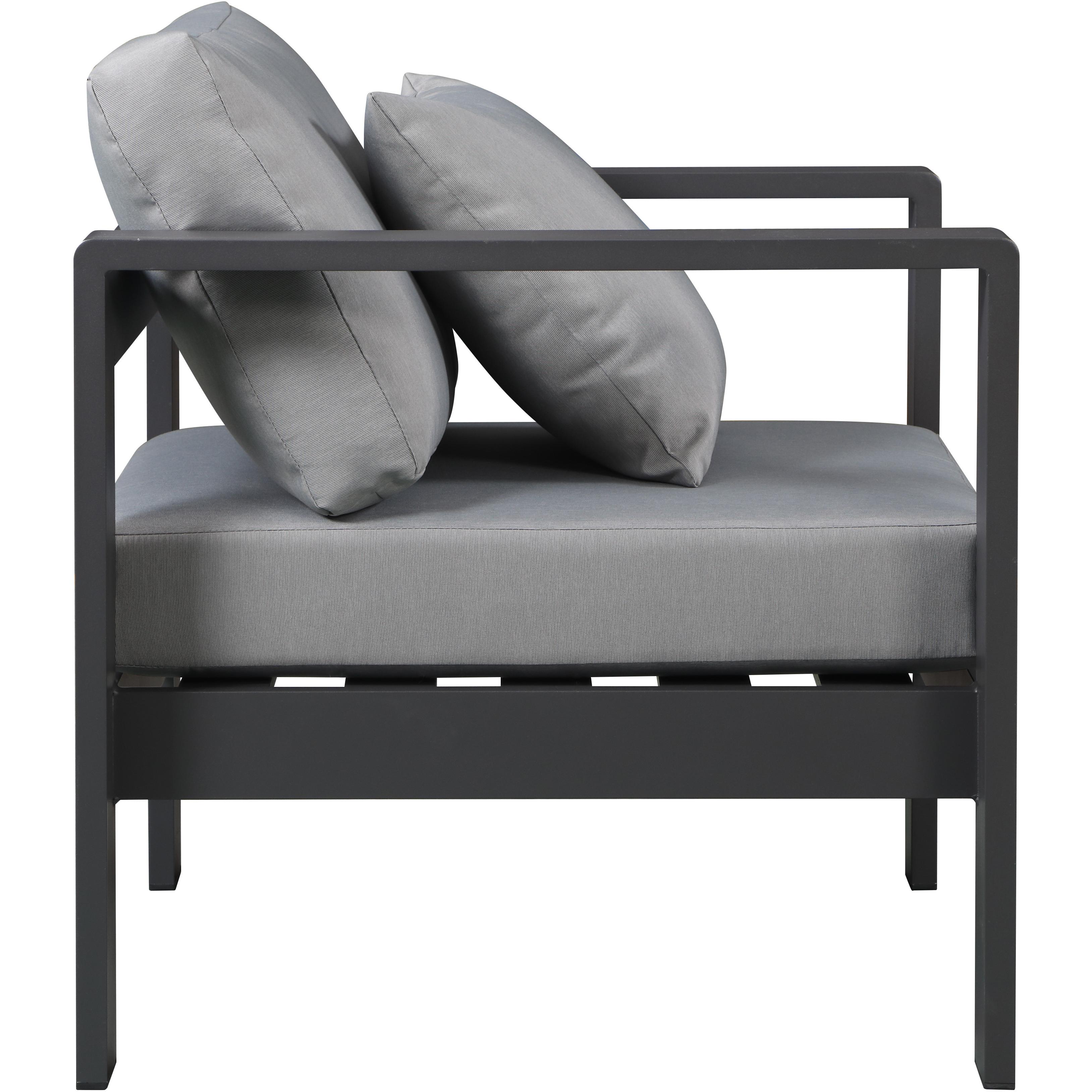 Meridian Nizuc Grey Water Resistant Fabric Outdoor Patio Aluminum Arm Chair