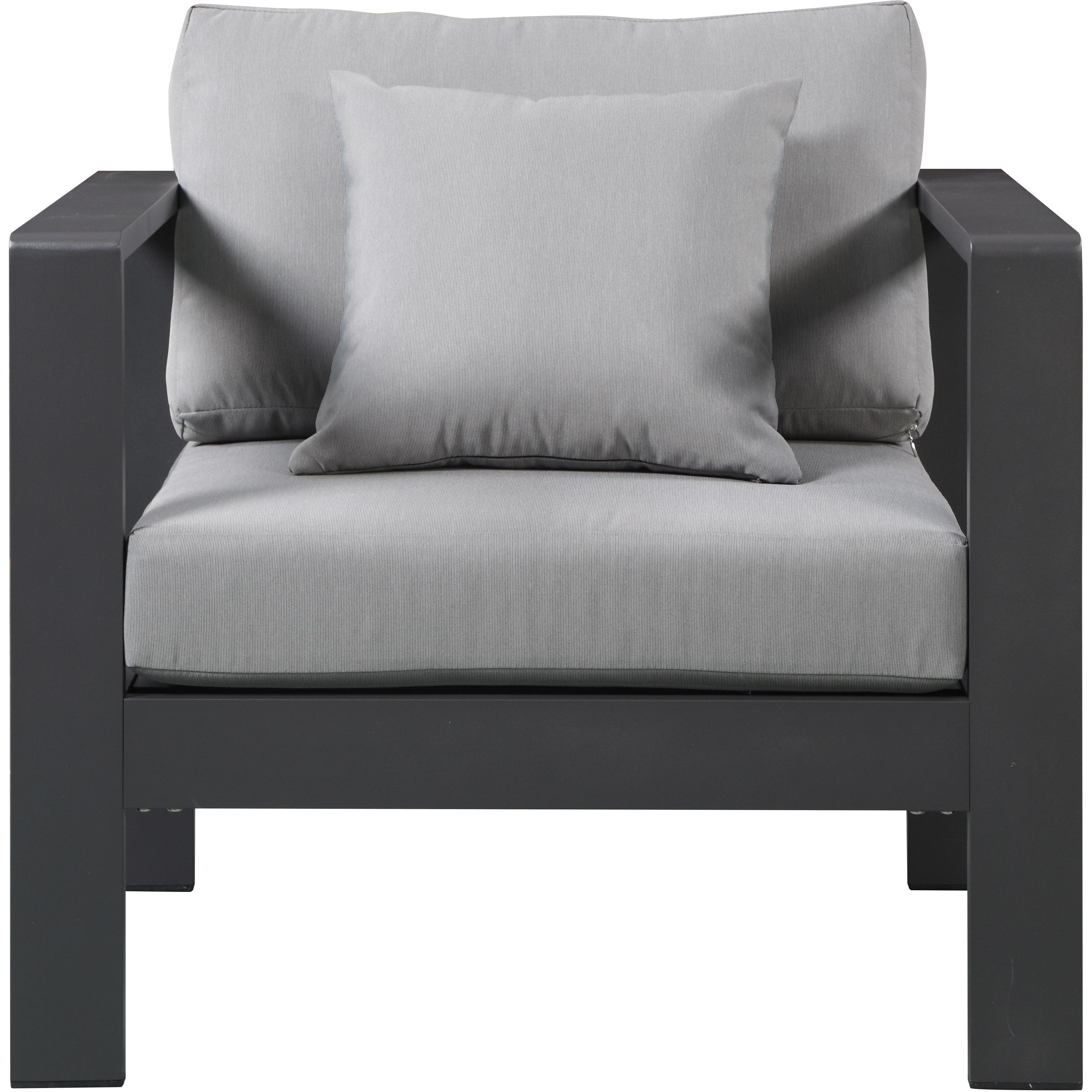 Meridian Nizuc Grey Water Resistant Fabric Outdoor Patio Aluminum Arm Chair