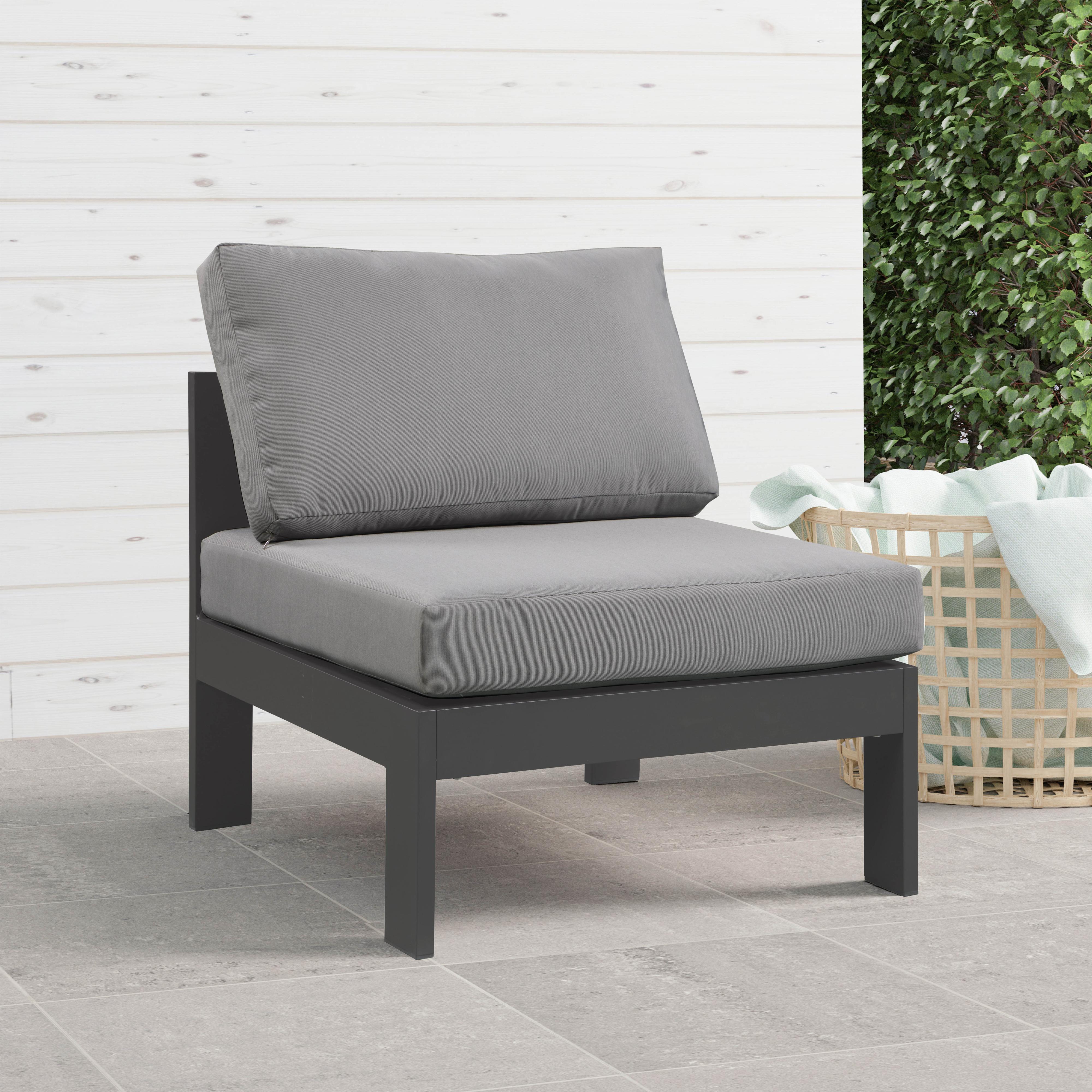 Meridian Nizuc Grey Water Resistant Fabric Outdoor Patio Aluminum Armless Chair