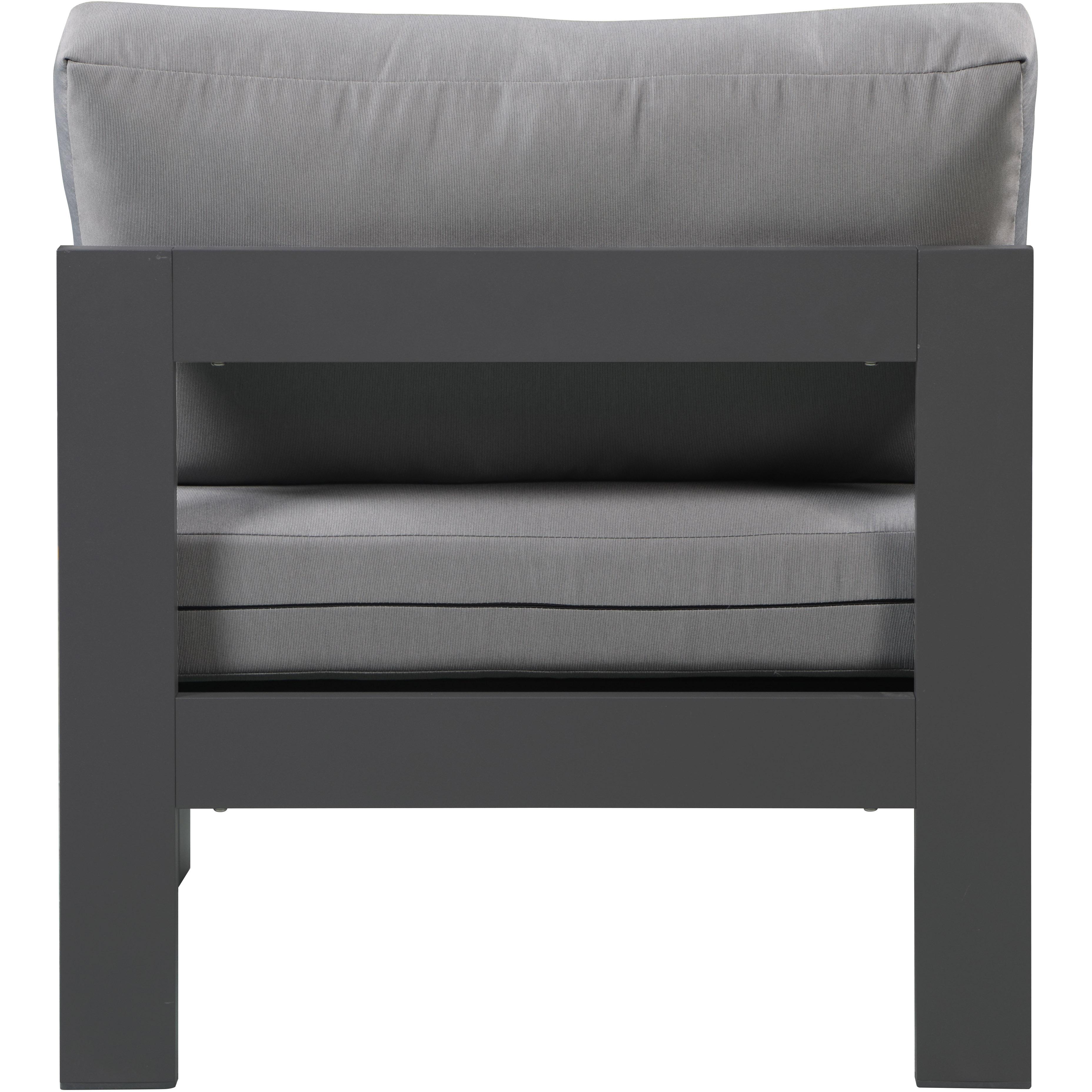 Meridian Nizuc Grey Water Resistant Fabric Outdoor Patio Aluminum Armless Chair