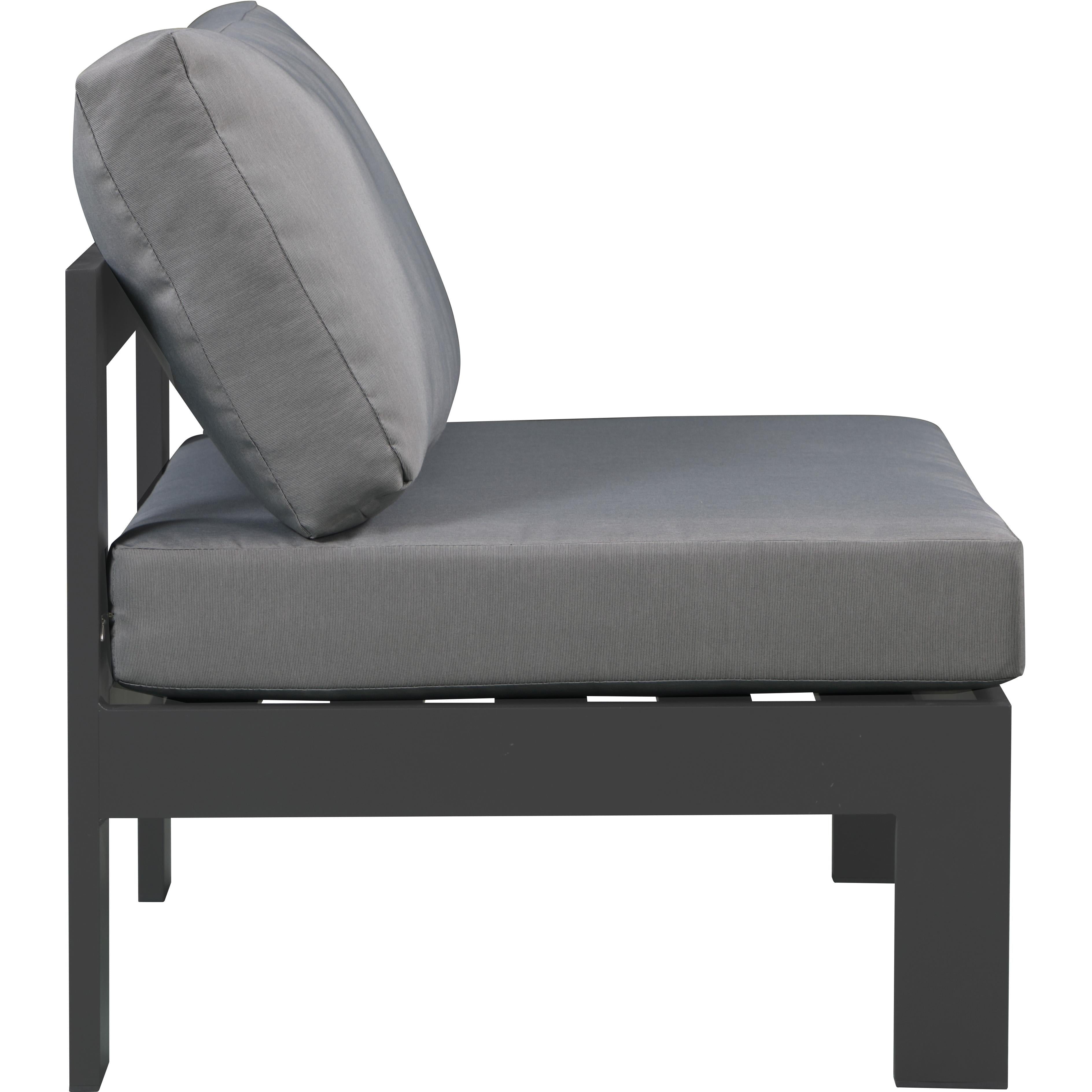 Meridian Nizuc Grey Water Resistant Fabric Outdoor Patio Aluminum Armless Chair