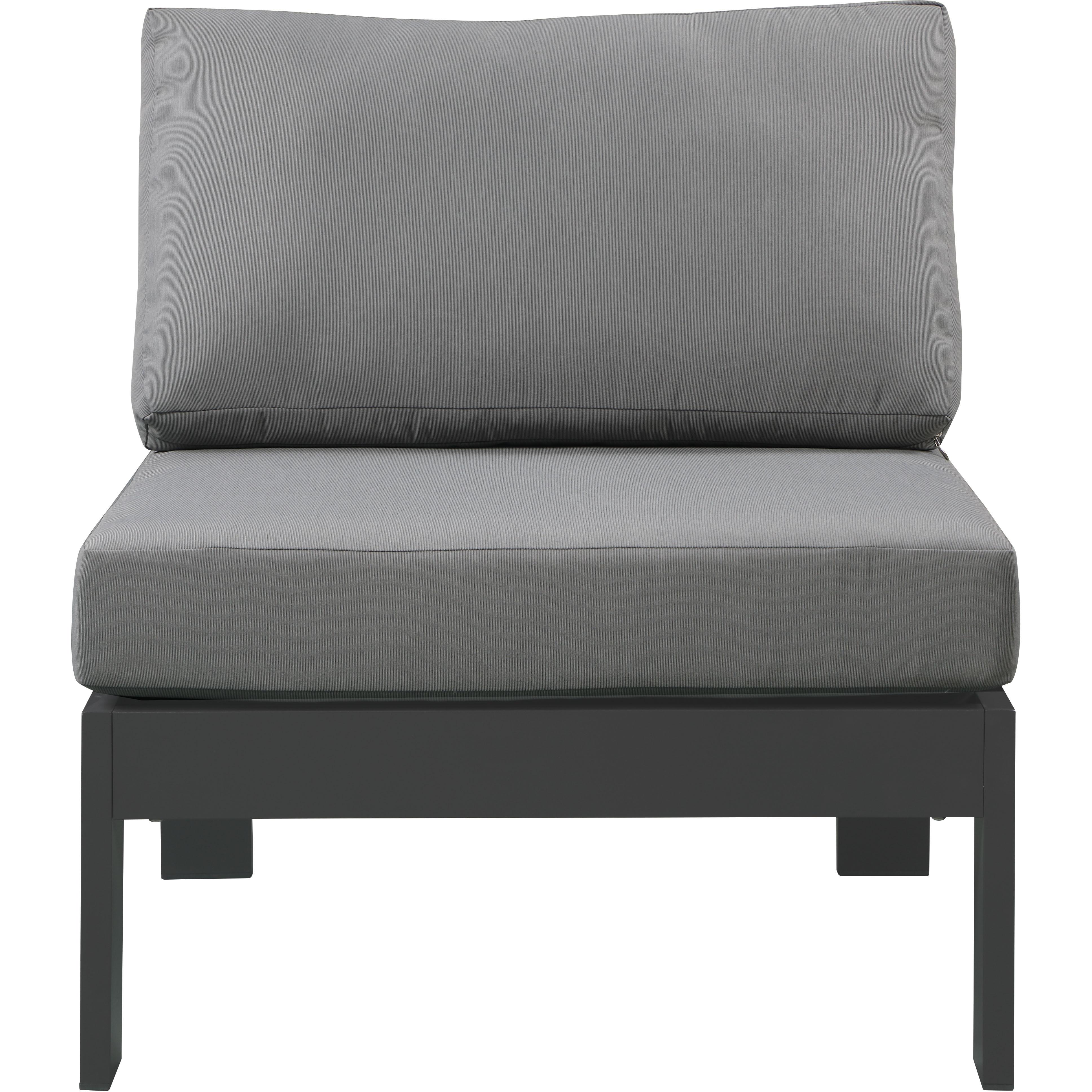 Meridian Nizuc Grey Water Resistant Fabric Outdoor Patio Aluminum Armless Chair