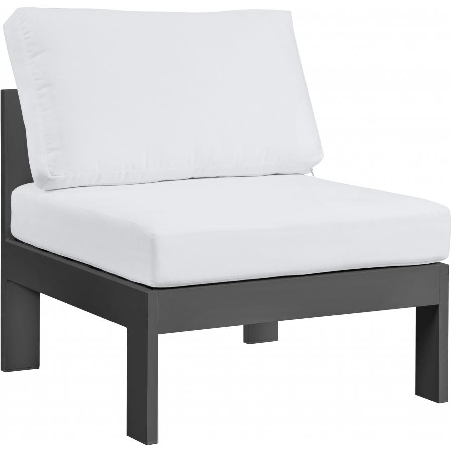 Meridian Nizuc White Water Resistant Fabric Outdoor Patio Aluminum Armless Chair