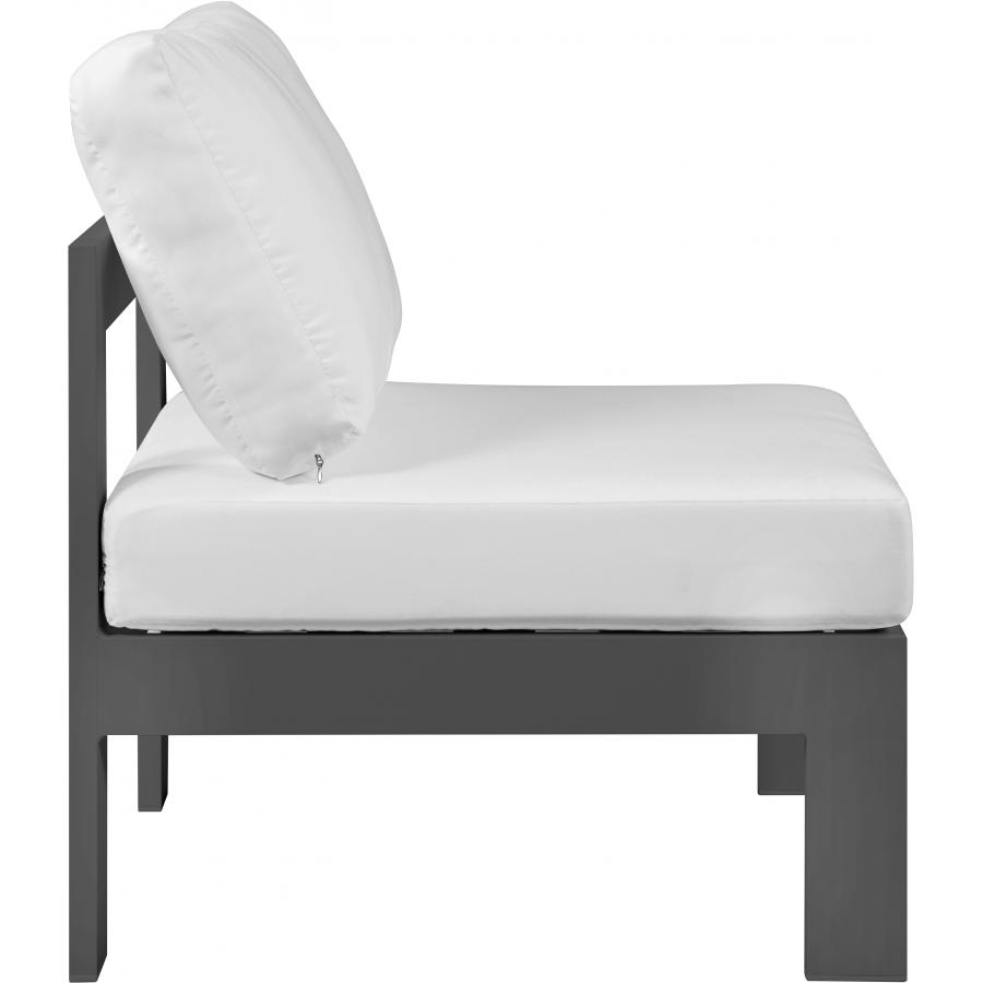 Meridian Nizuc White Water Resistant Fabric Outdoor Patio Aluminum Armless Chair