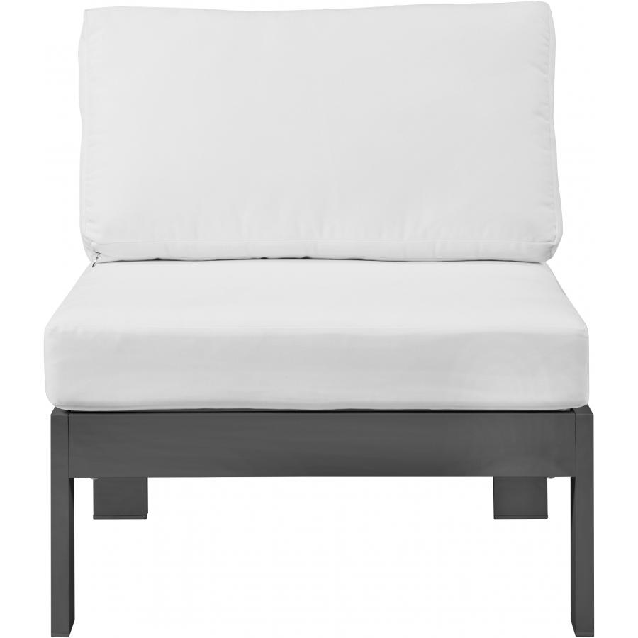 Meridian Nizuc White Water Resistant Fabric Outdoor Patio Aluminum Armless Chair