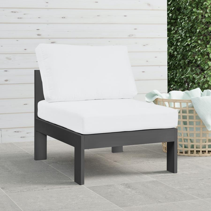 Meridian Nizuc White Water Resistant Fabric Outdoor Patio Aluminum Armless Chair