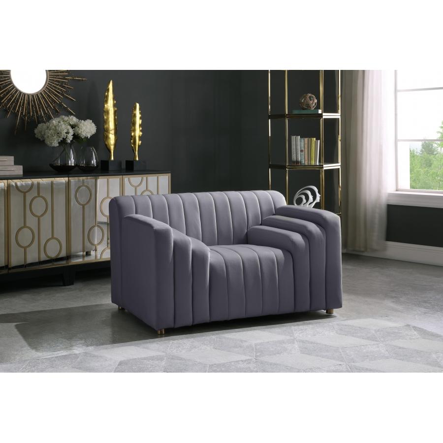 Meridian Naya Grey Velvet Chair