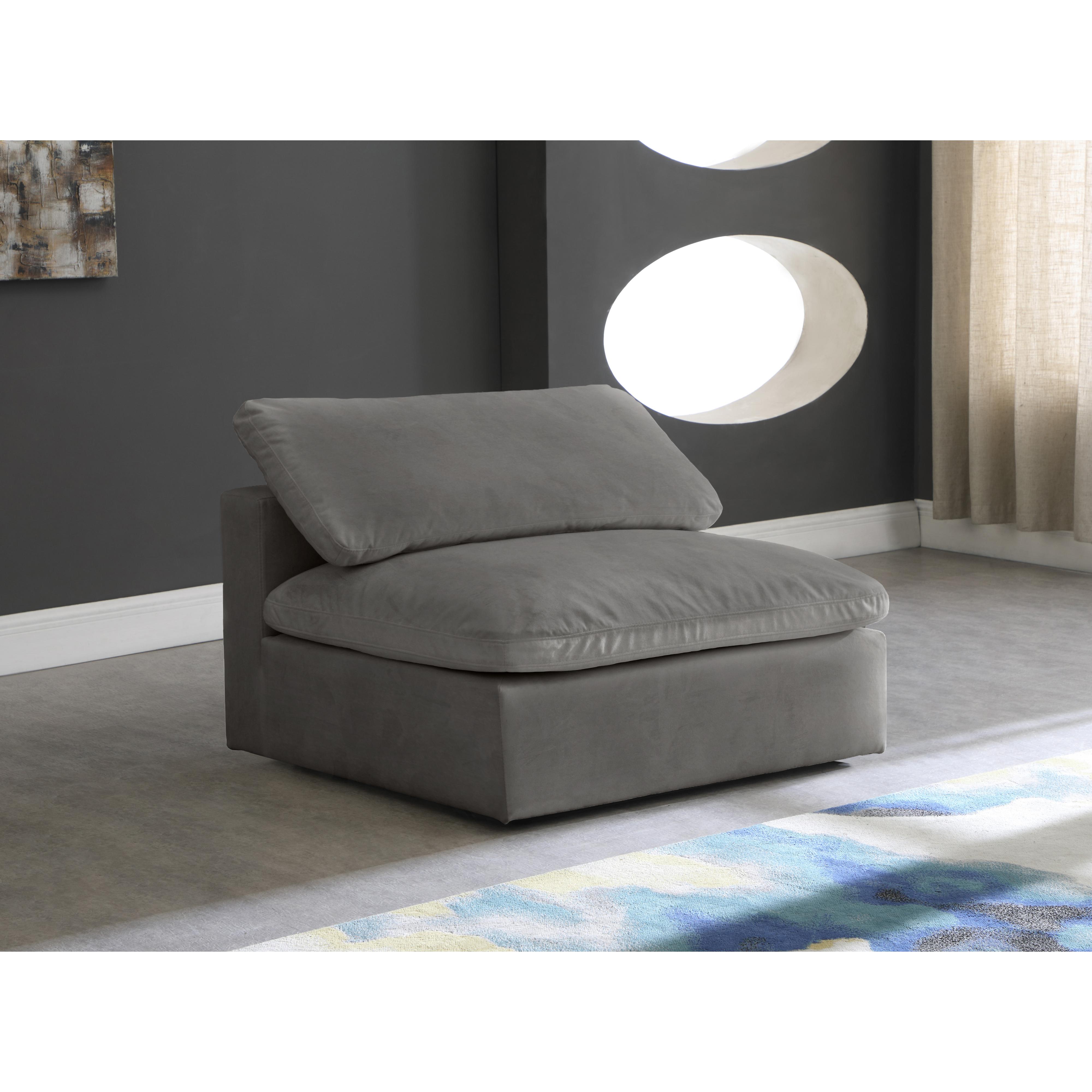 Meridian Cozy Grey Velvet Chair
