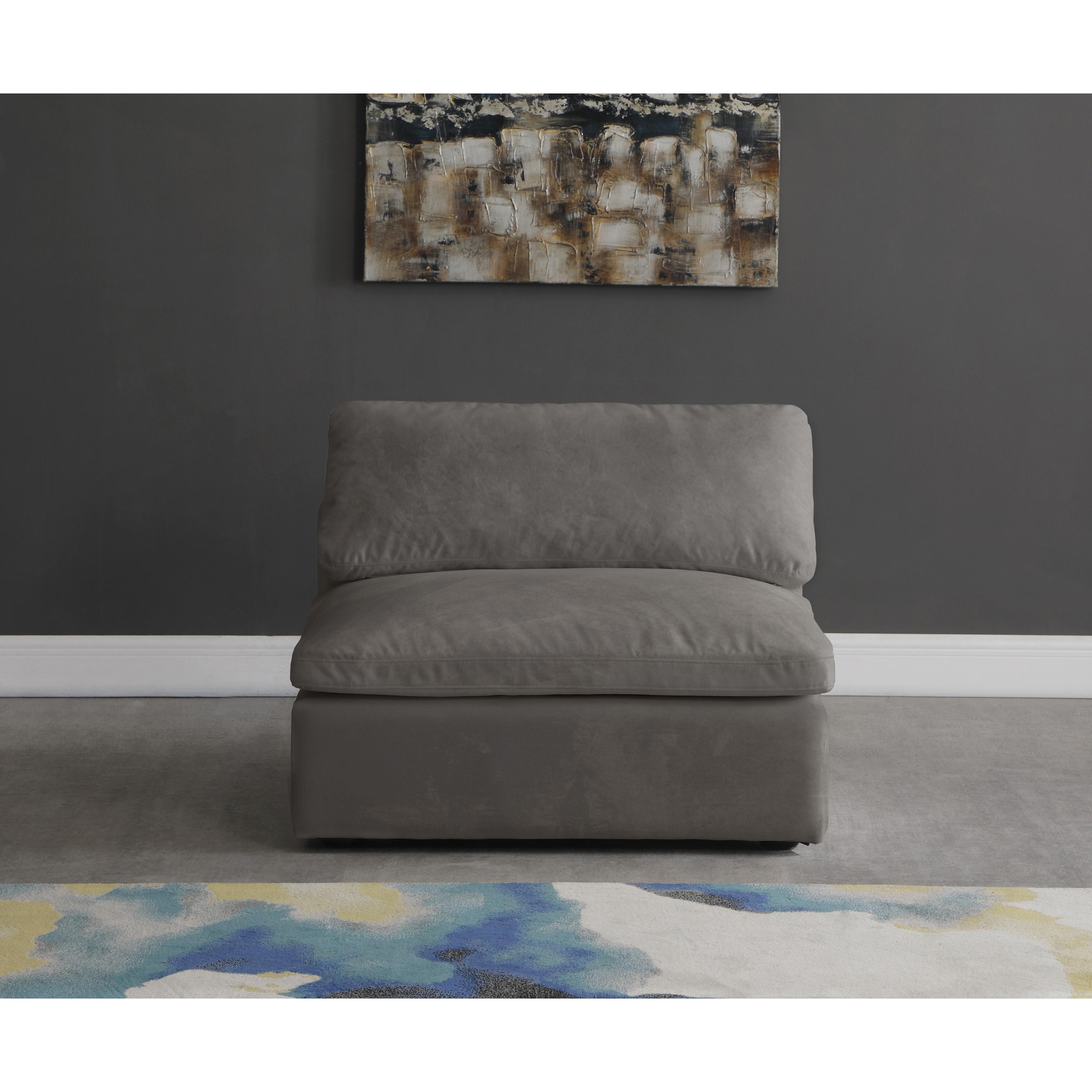 Meridian Cozy Grey Velvet Chair
