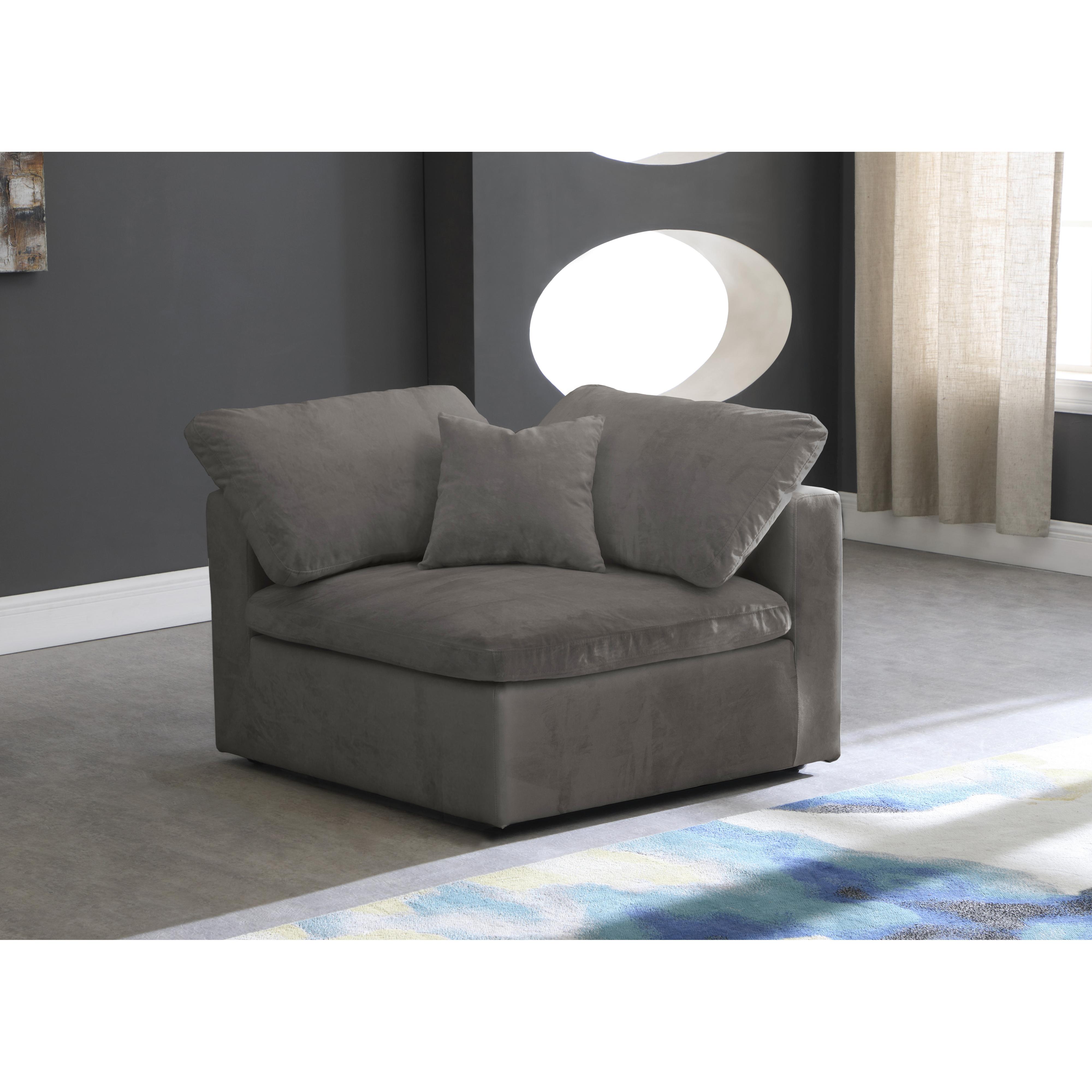 Meridian Cozy Grey Velvet Chair