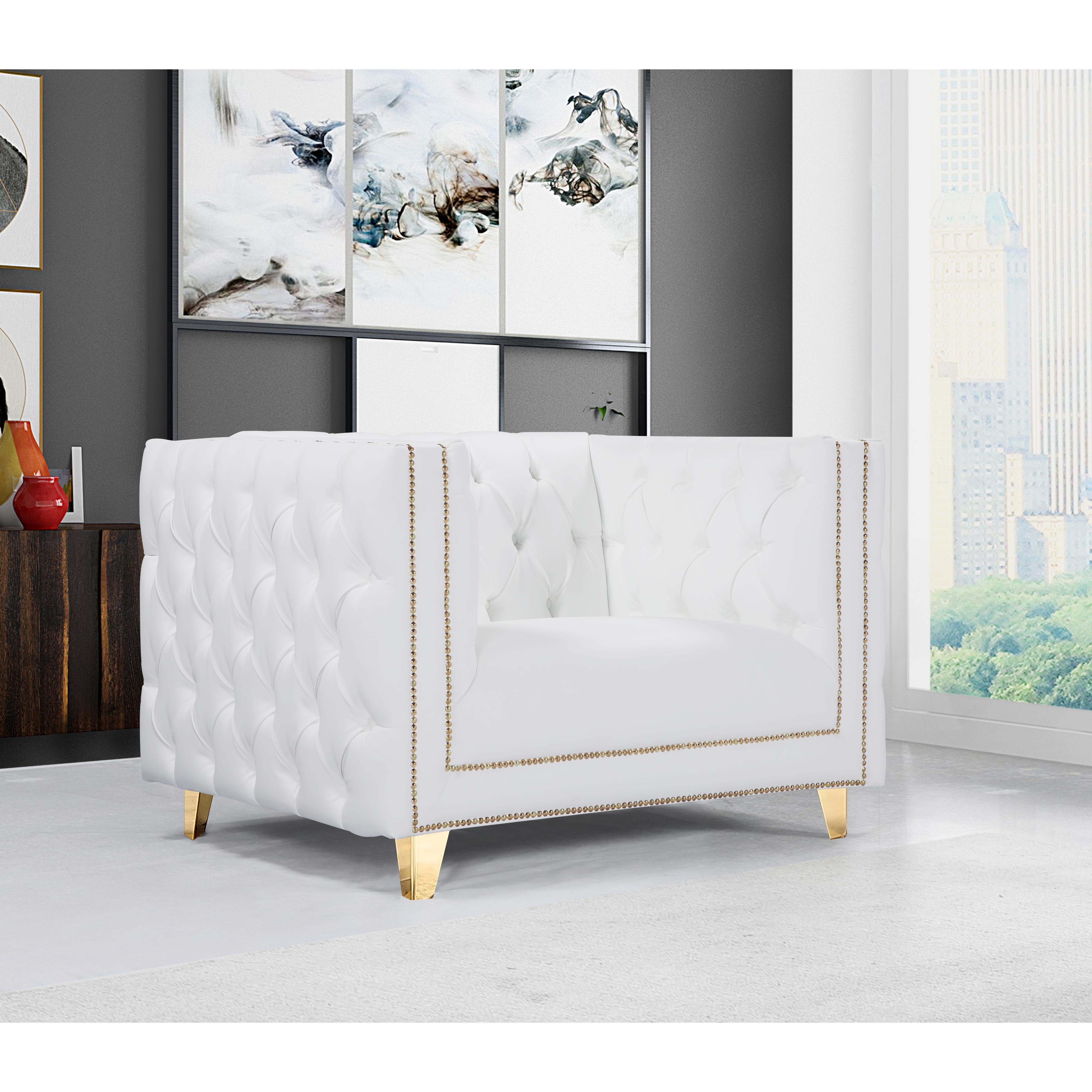 Meridian Michelle White Vegan Leather Chair