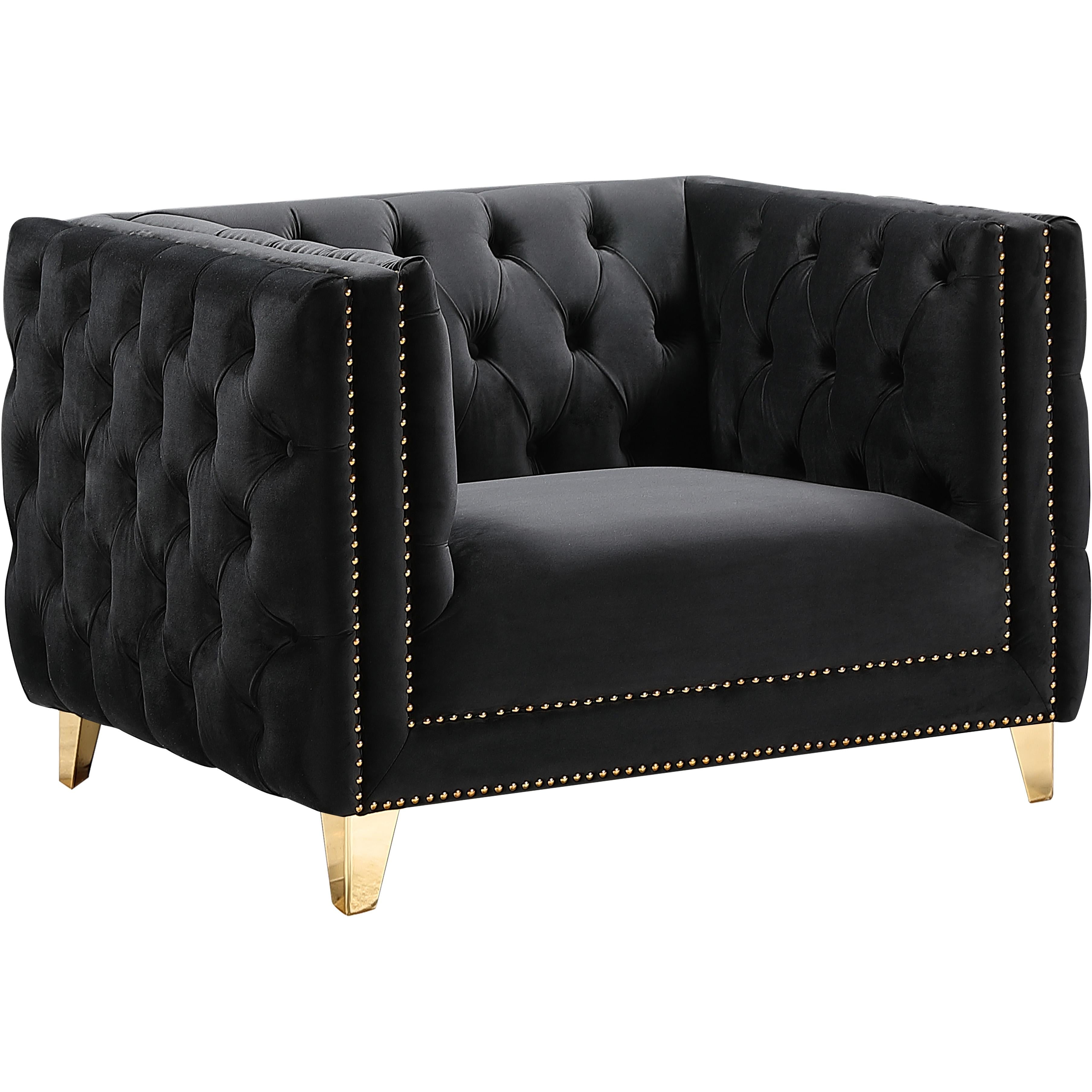 Meridian Michelle Black Velvet Chair