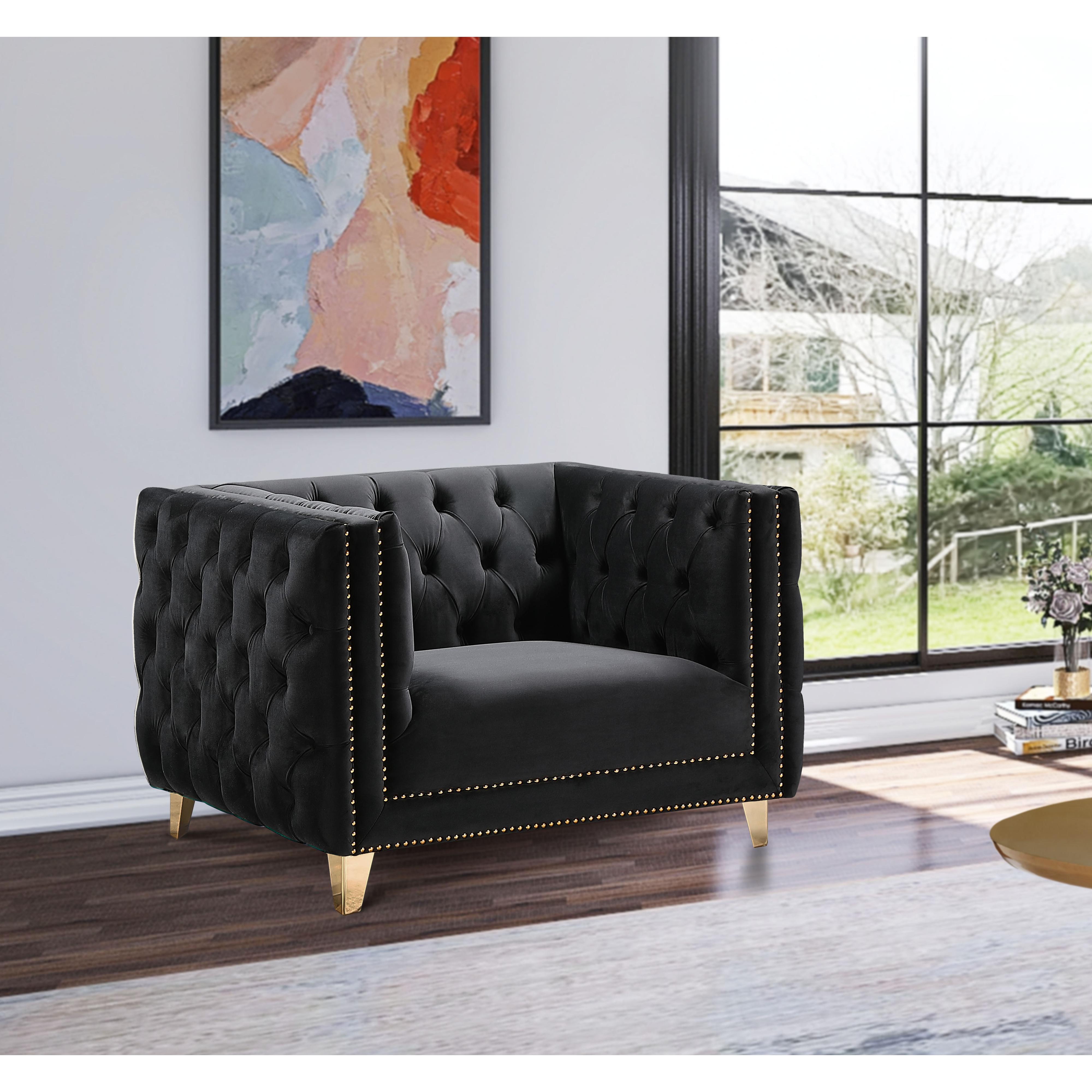 Meridian Michelle Black Velvet Chair