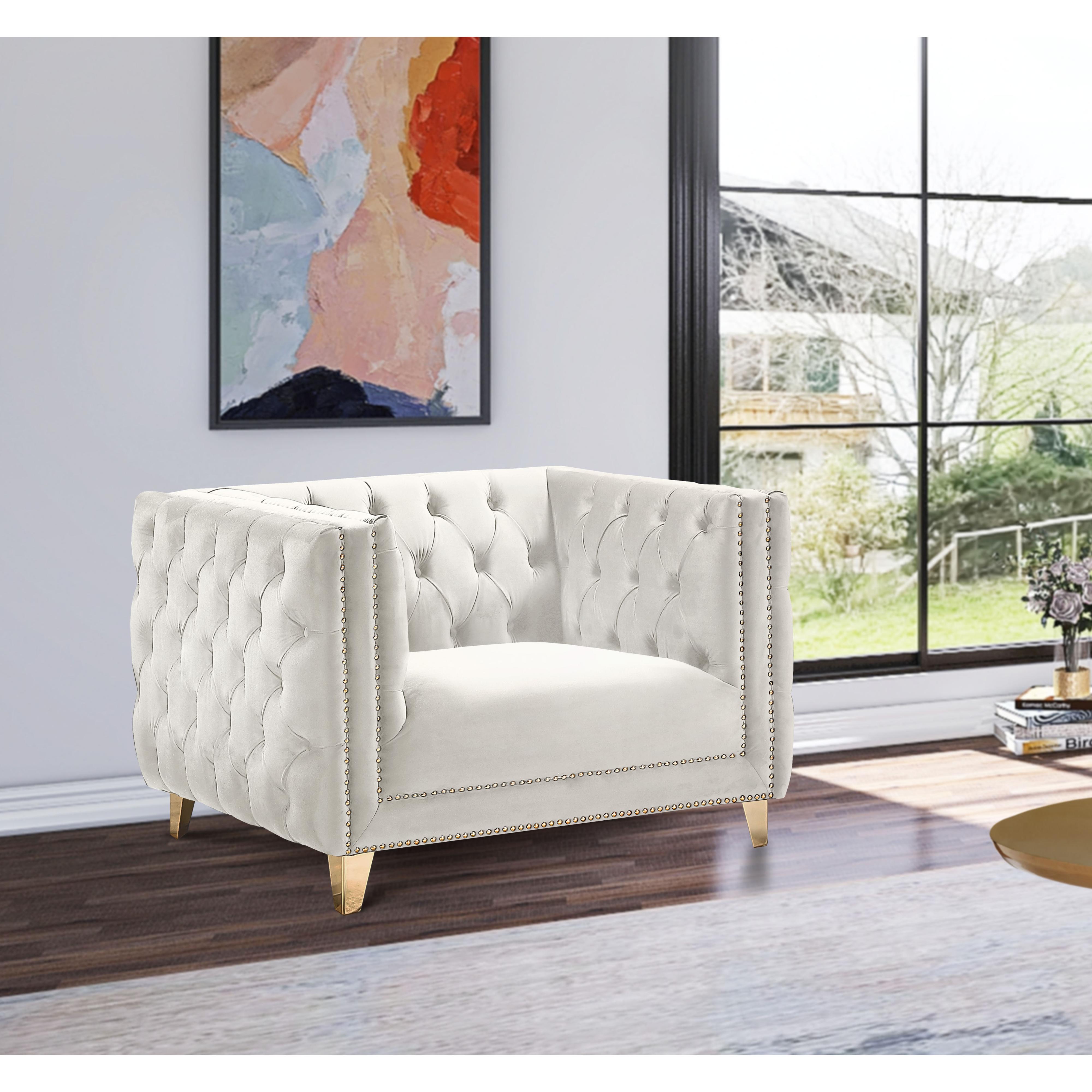 Meridian Michelle Cream Velvet Chair