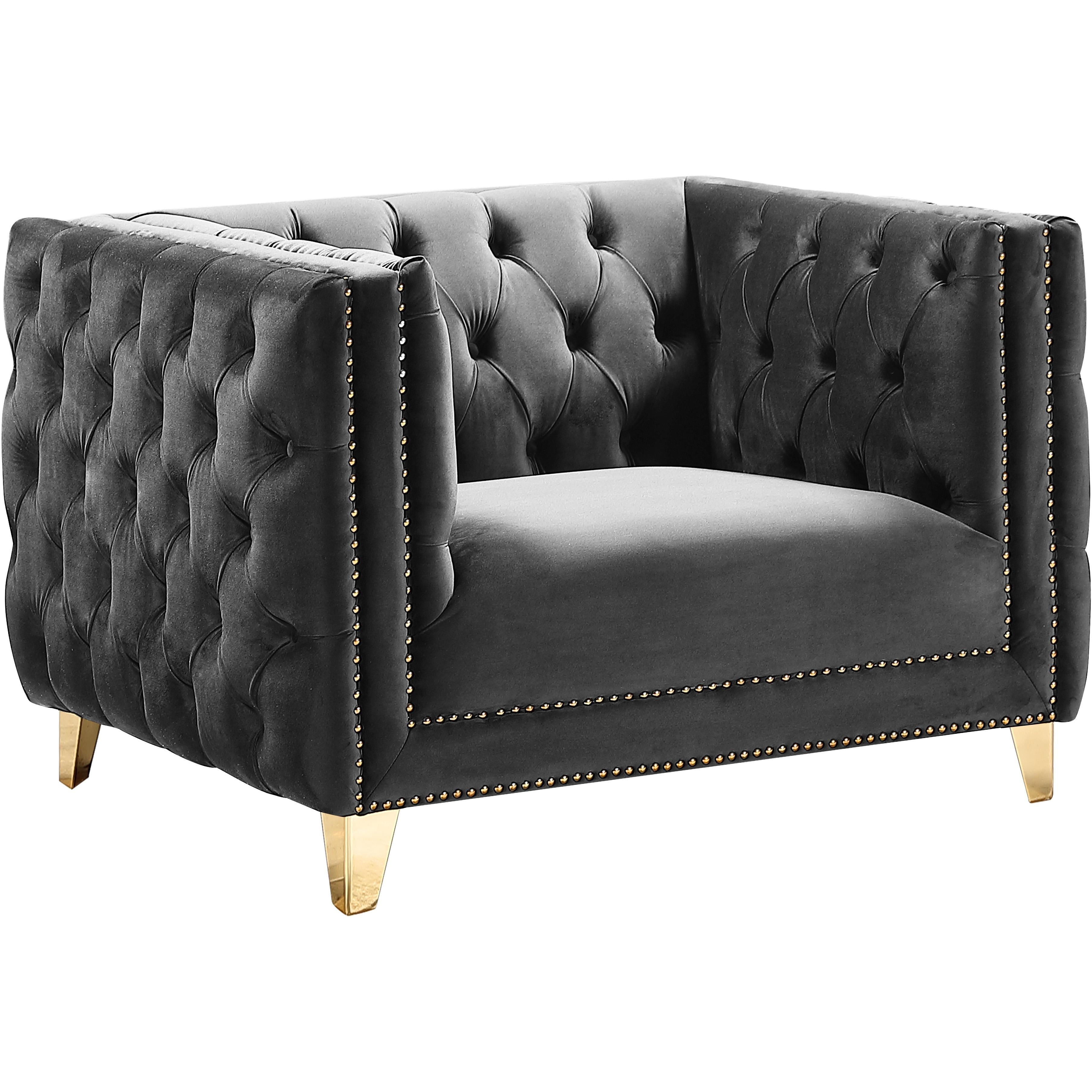 Meridian Michelle Grey Velvet Chair