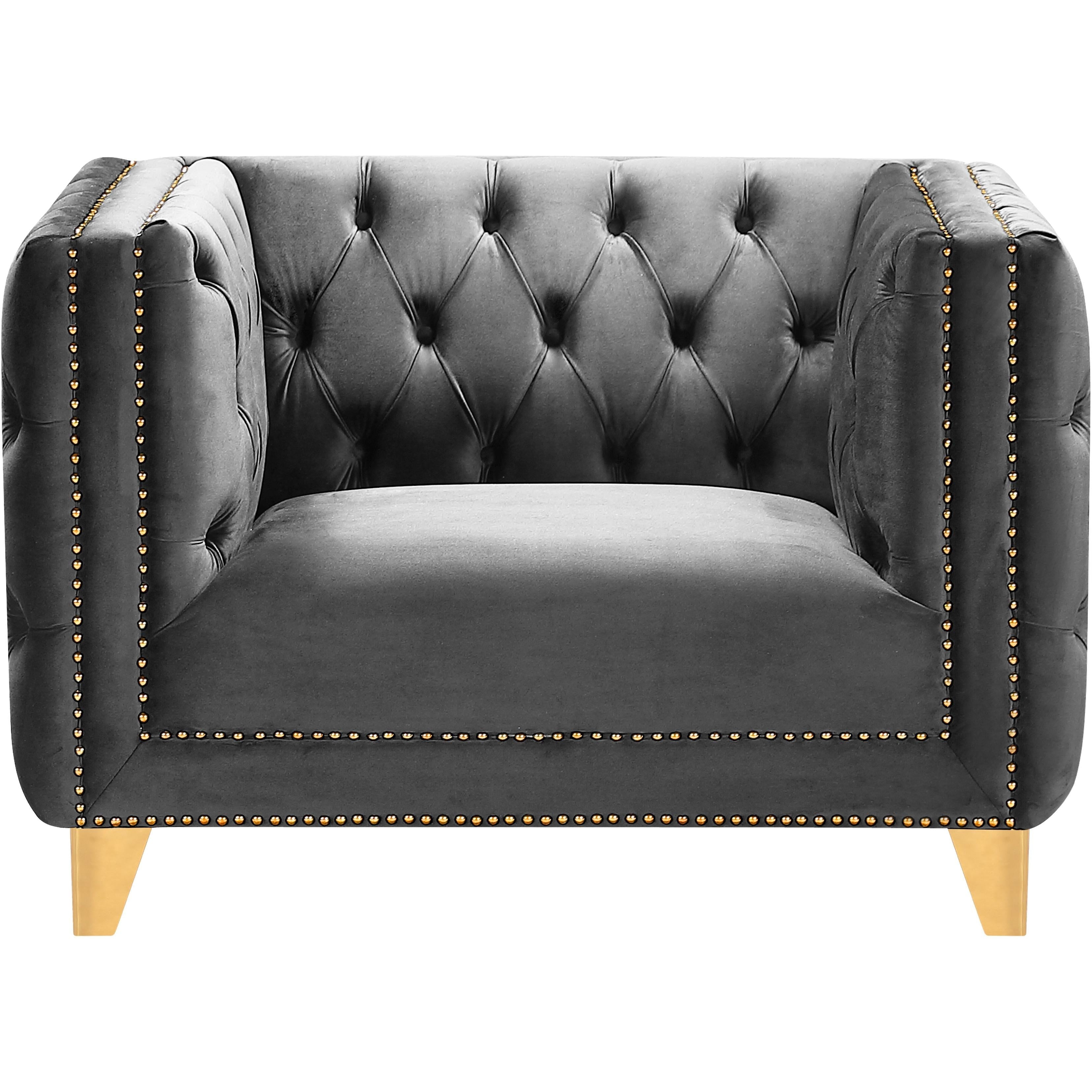 Meridian Michelle Grey Velvet Chair