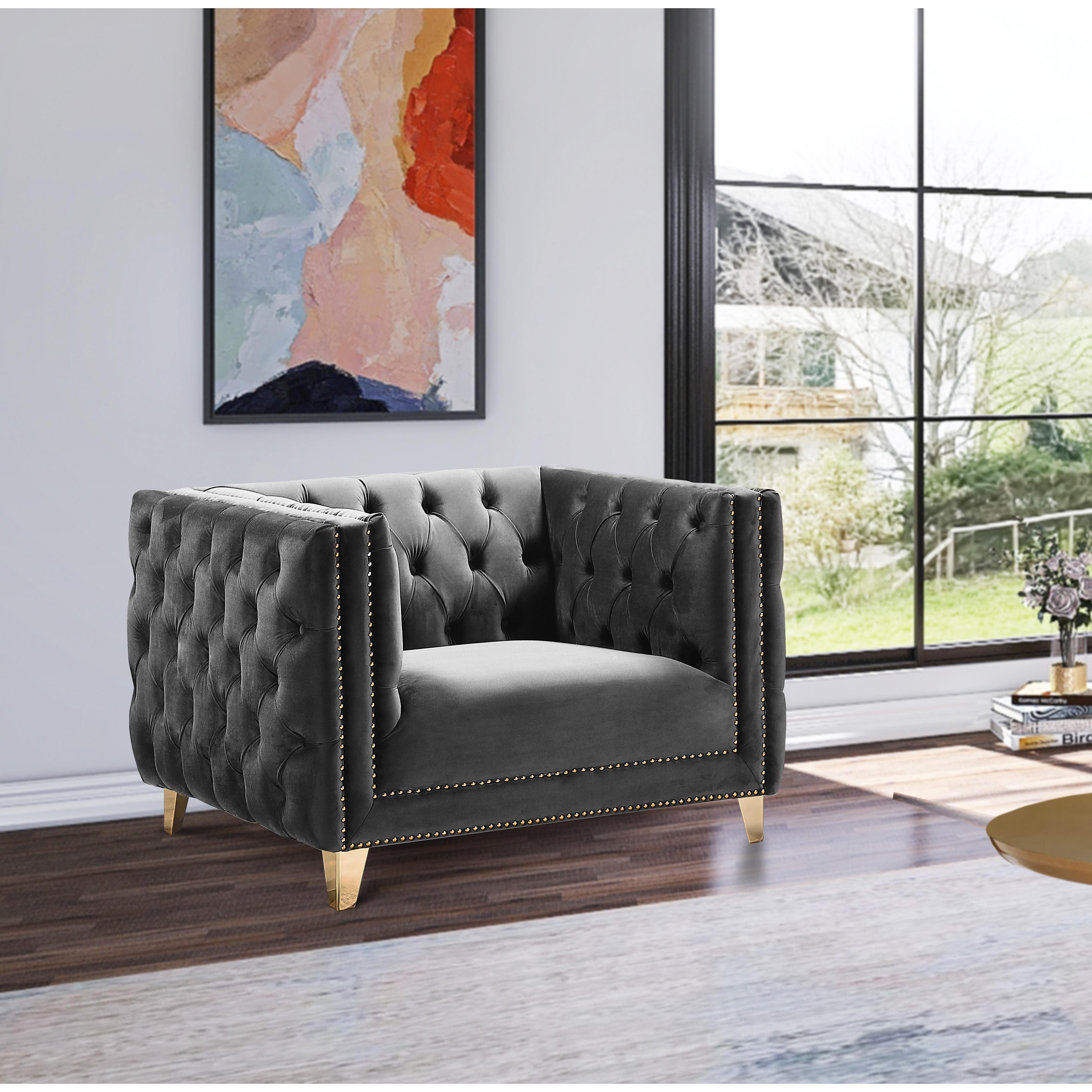 Meridian Michelle Grey Velvet Chair