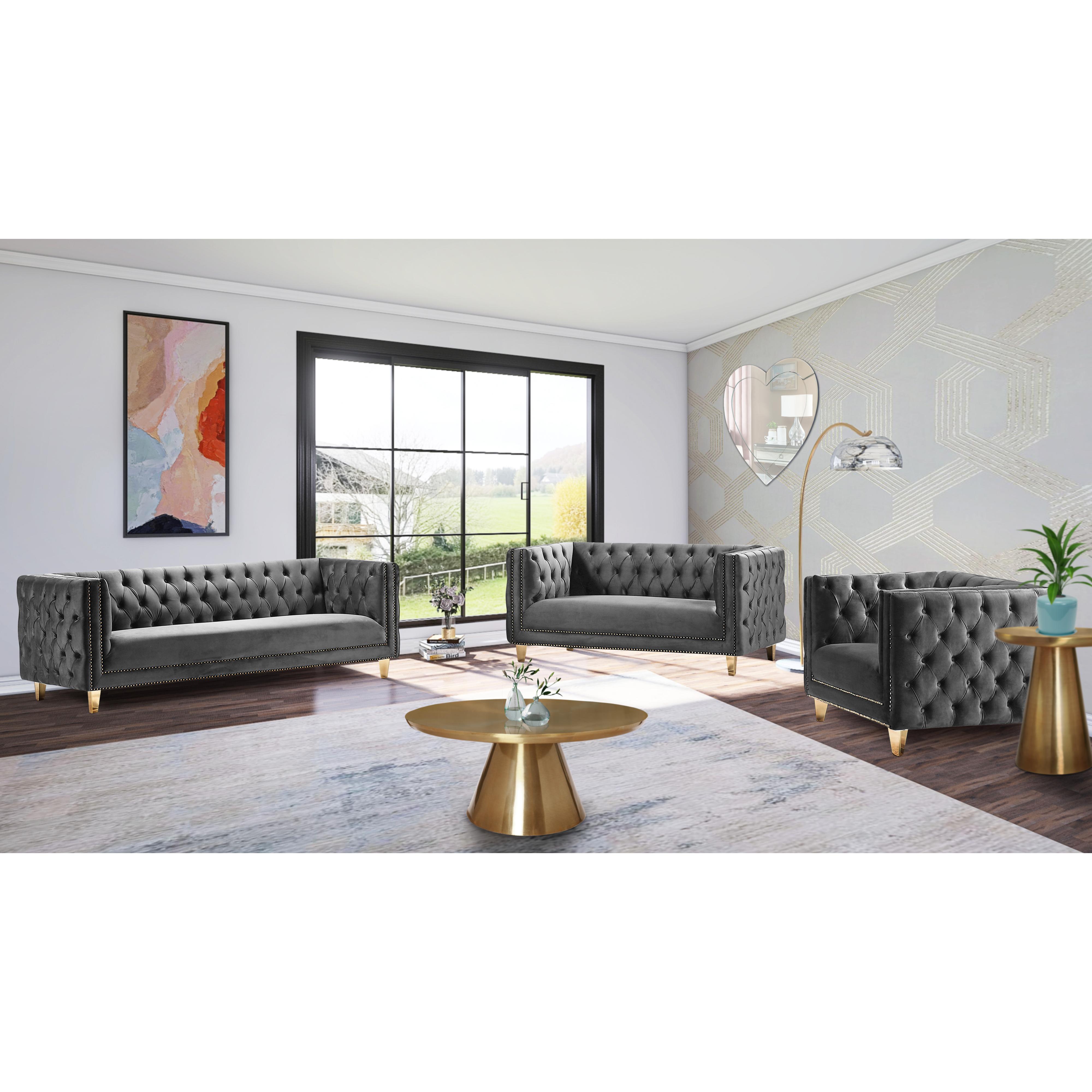 Meridian Michelle Grey Velvet Chair