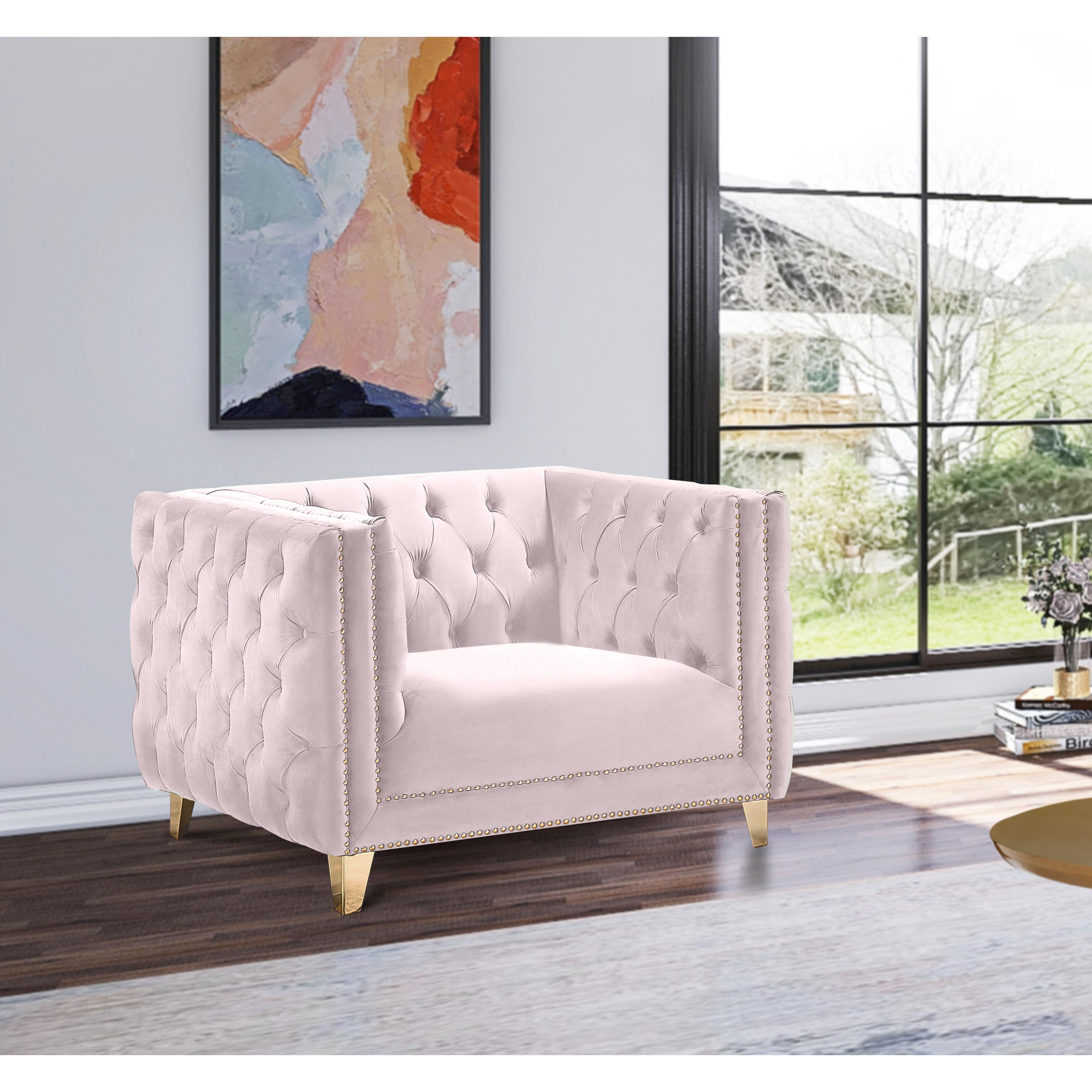 Meridian Michelle Pink Velvet Chair