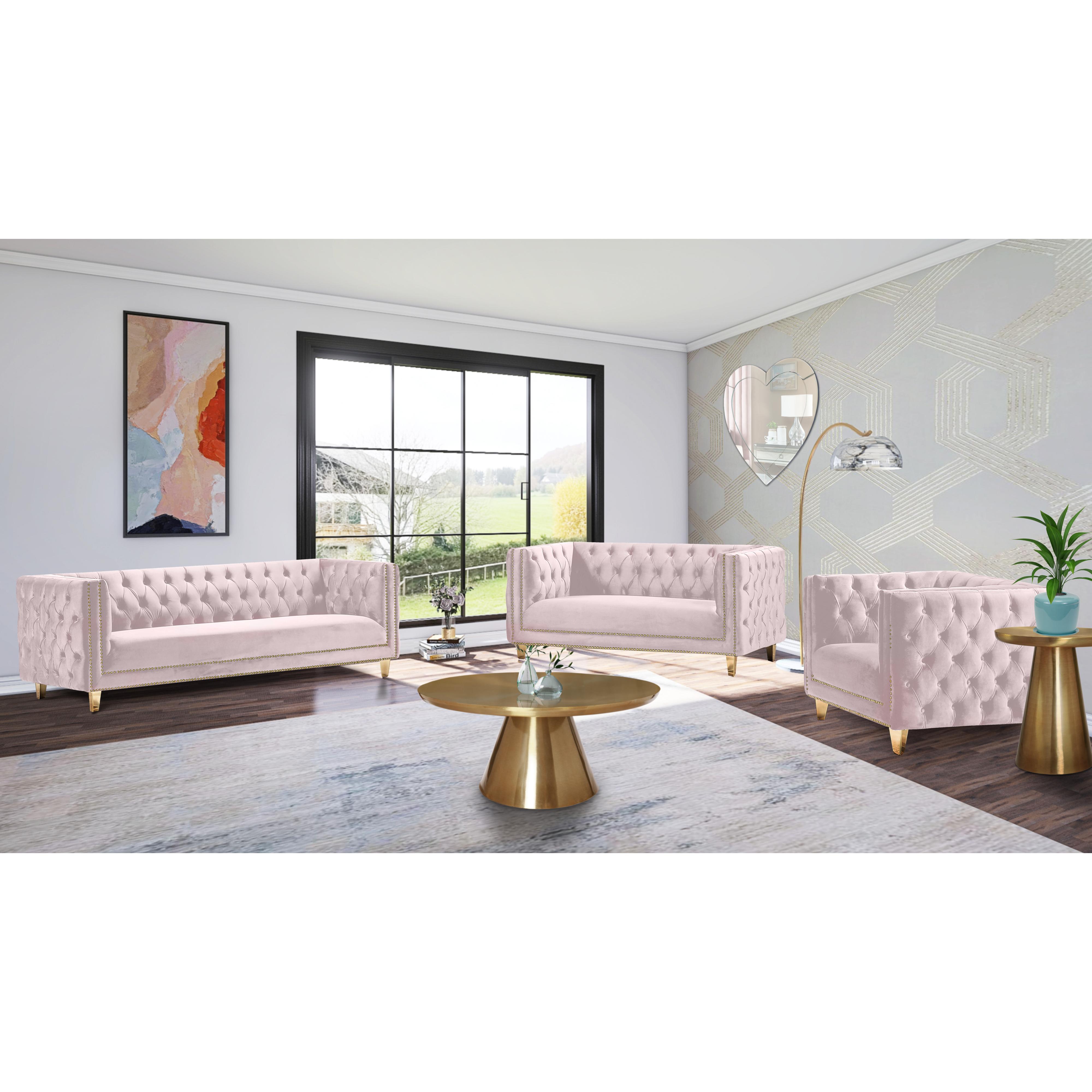 Meridian Michelle Pink Velvet Chair